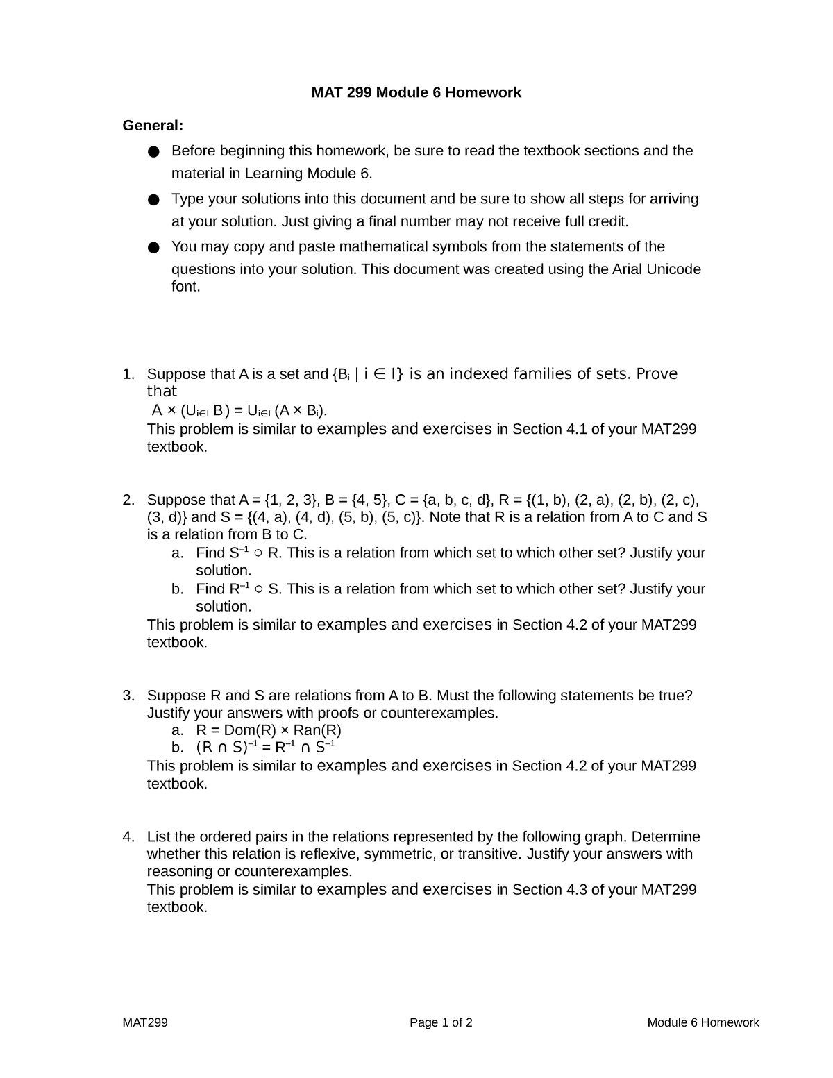 MAT 299 Module 6 HW - Assignments - MAT 299 Module 6 Homework General ...