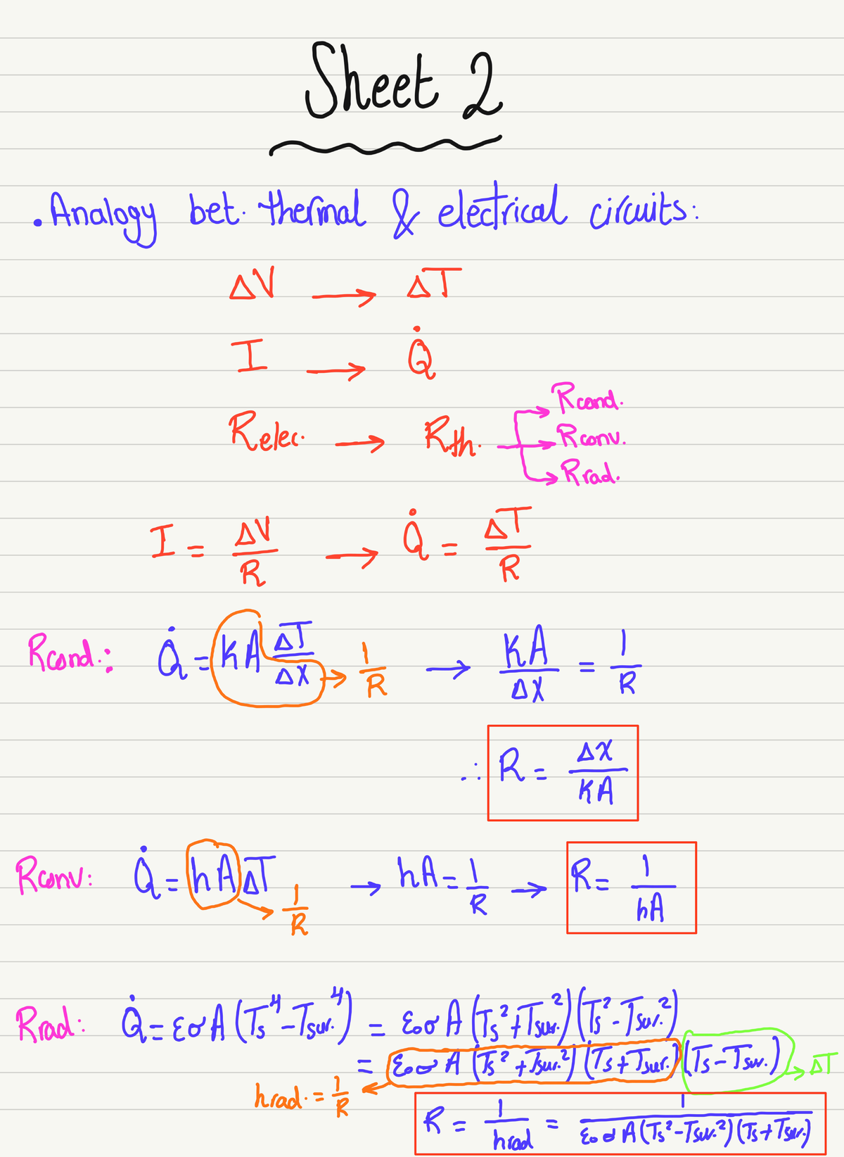 Sheet 2 - Thermal Circuits - heat transfer - Studocu