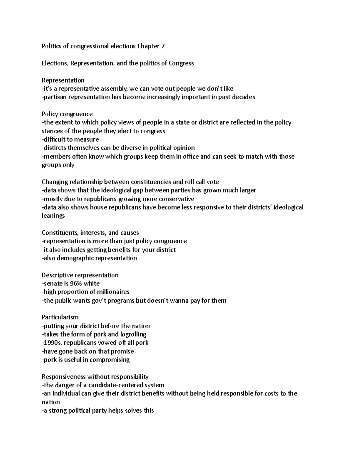 Politics of congressional elections Chapter 7 Studocu