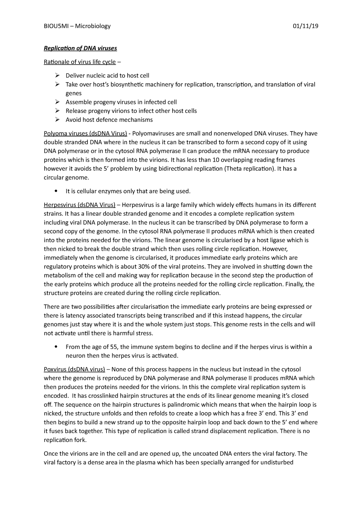 Replication of DNA viruses - Replication of DNA viruses Rationale of ...