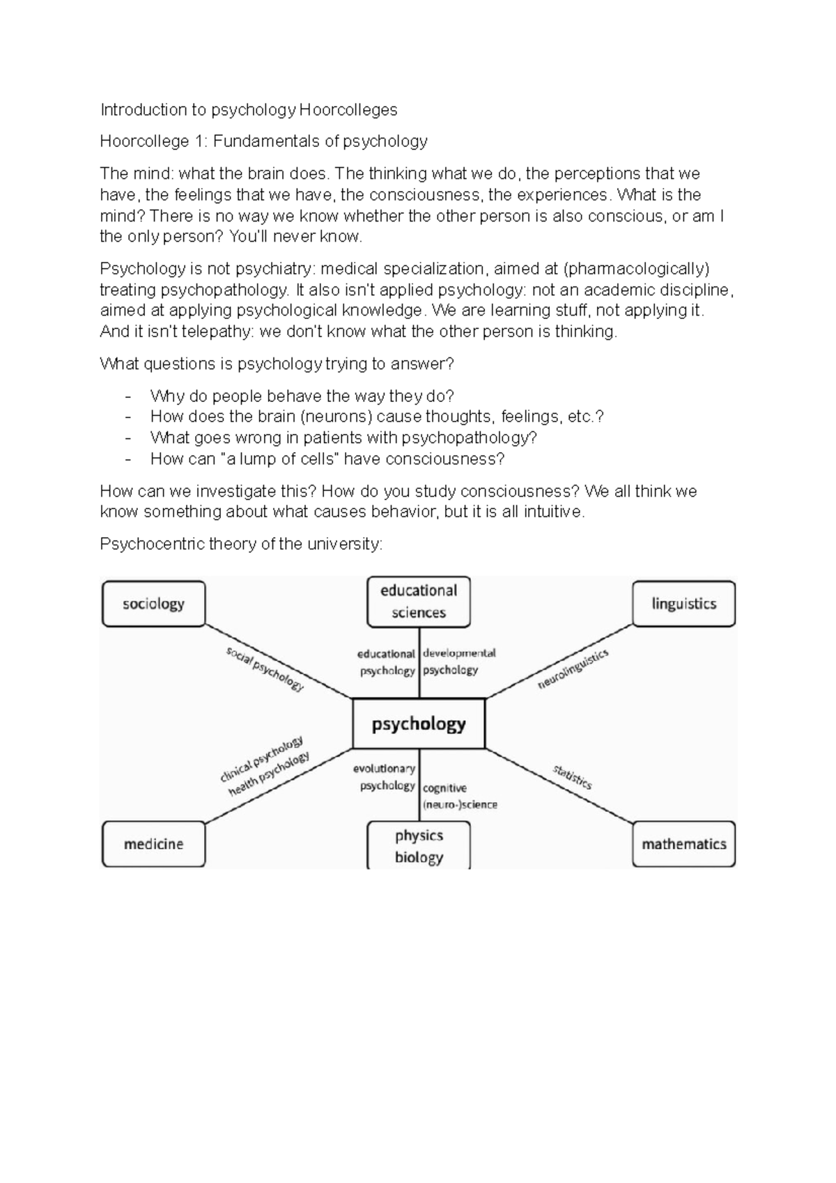 Introduction To Psychology Hoorcolleges Introduction To Psychology