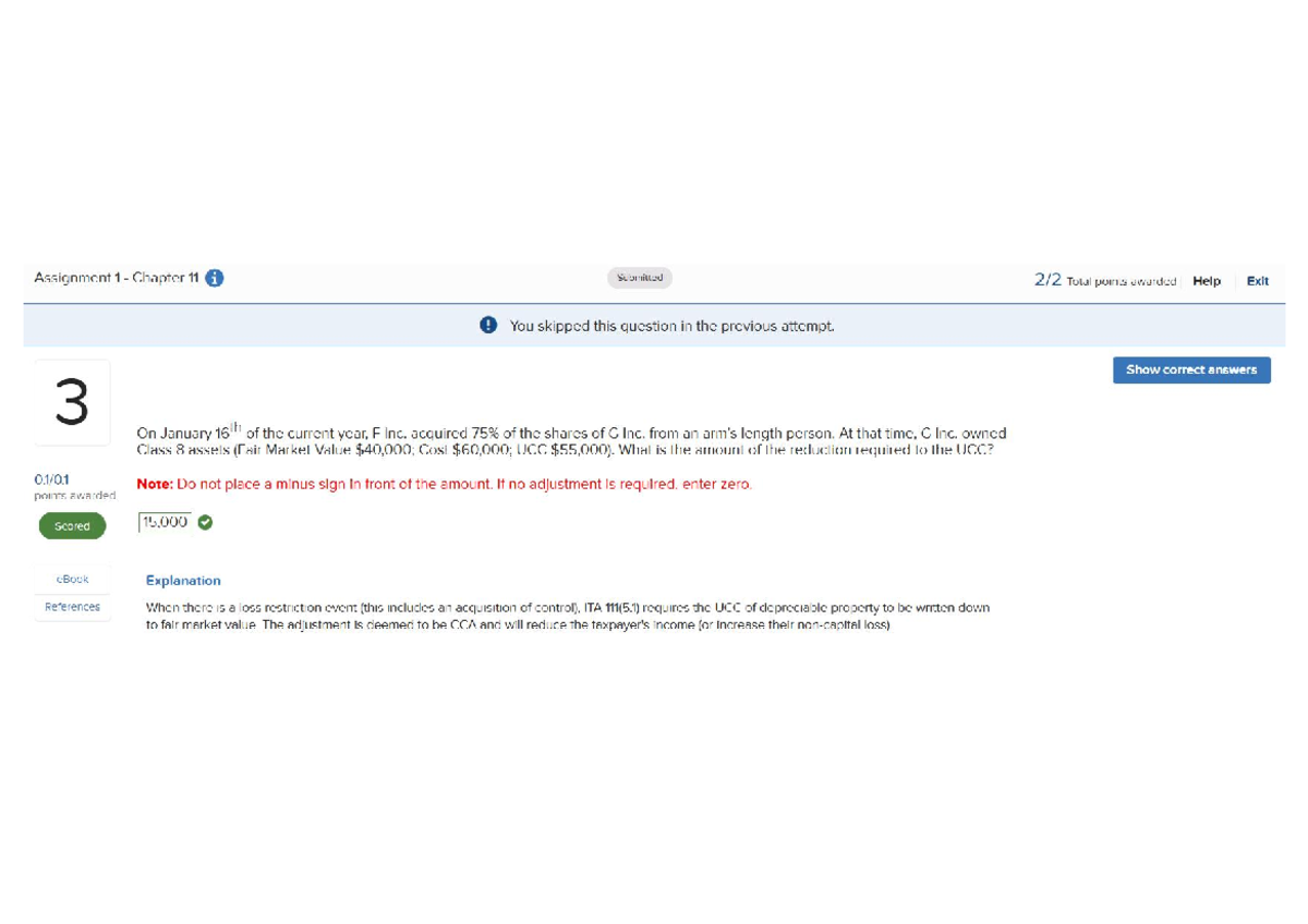 Assignment 1 - Chapter 11 - Assignment 1 Chapter 11 i Submitted Total ...