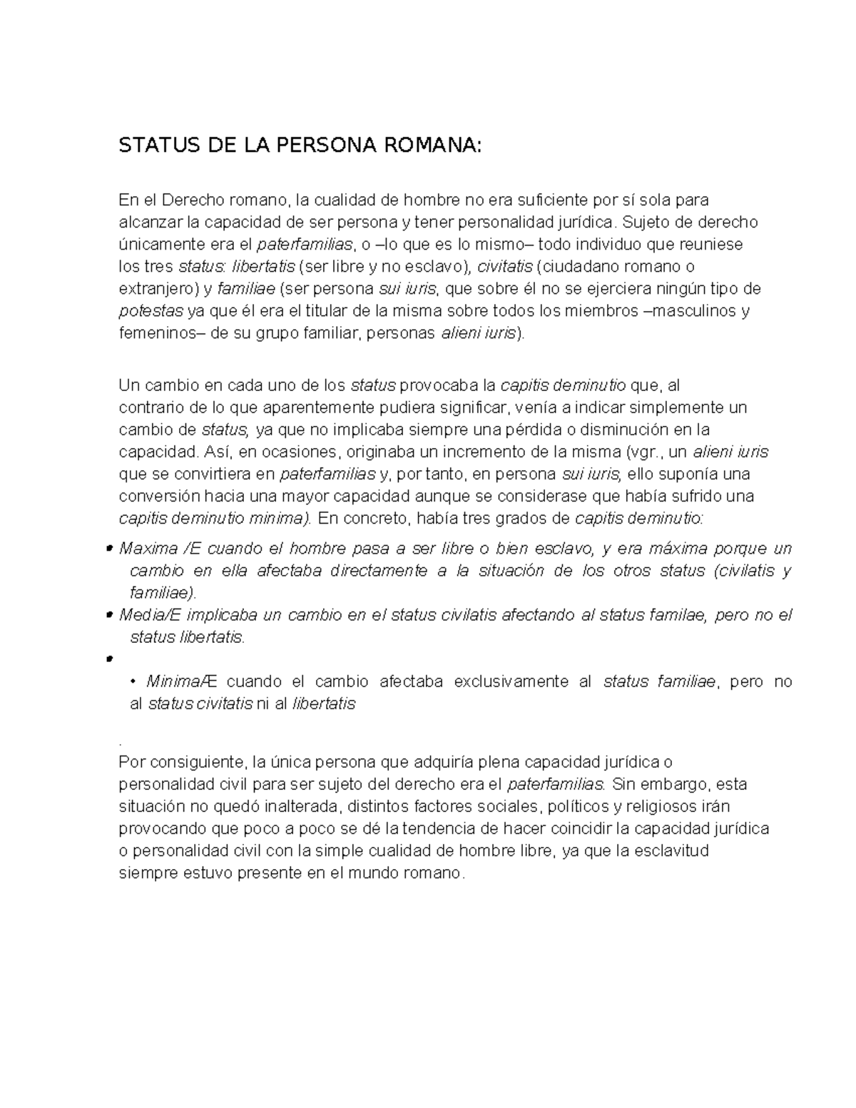Status DE LA Persona Romana - STATUS DE LA PERSONA ROMANA: En el ...
