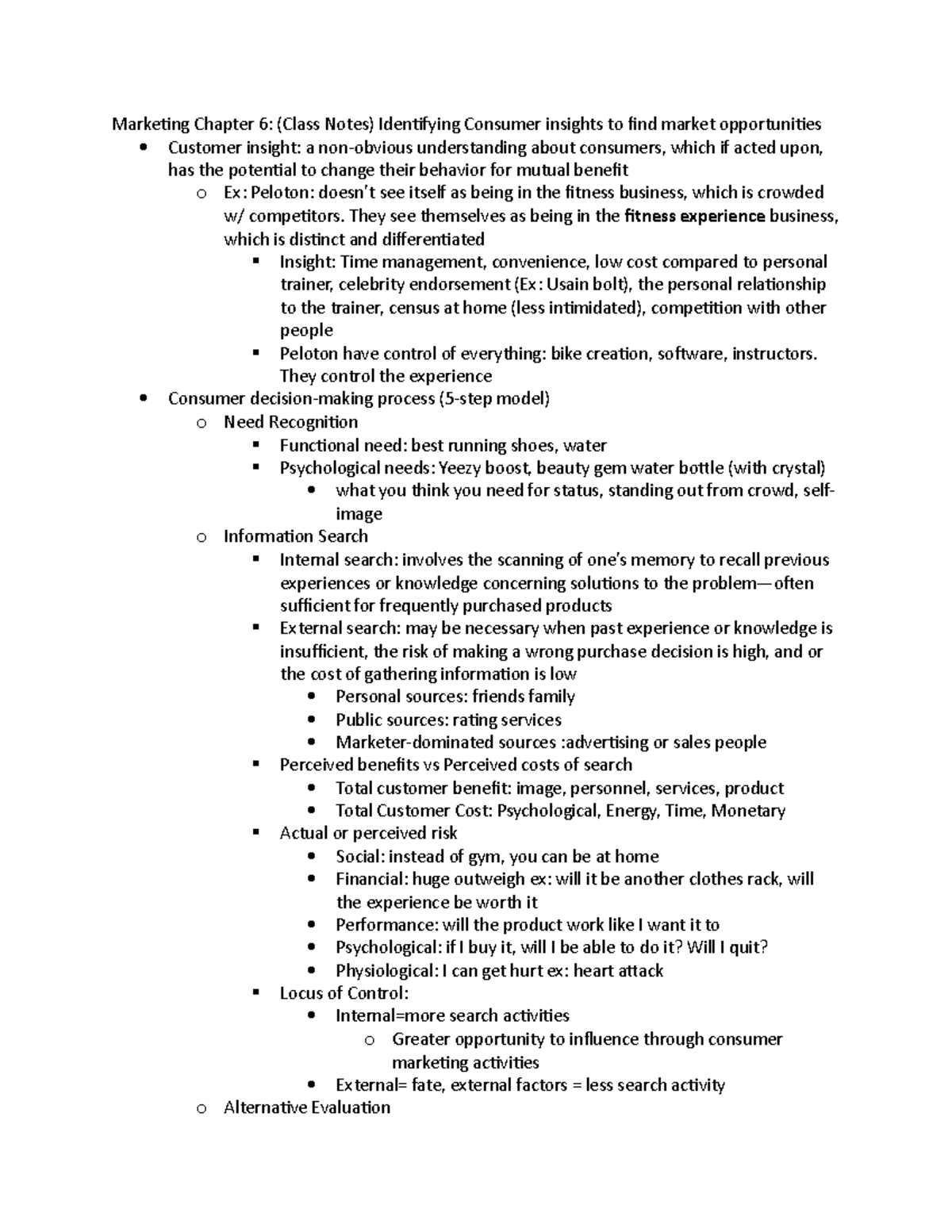 Marketing Chapter 6 - Lecture - Marketing Chapter 6: (Class Notes ...