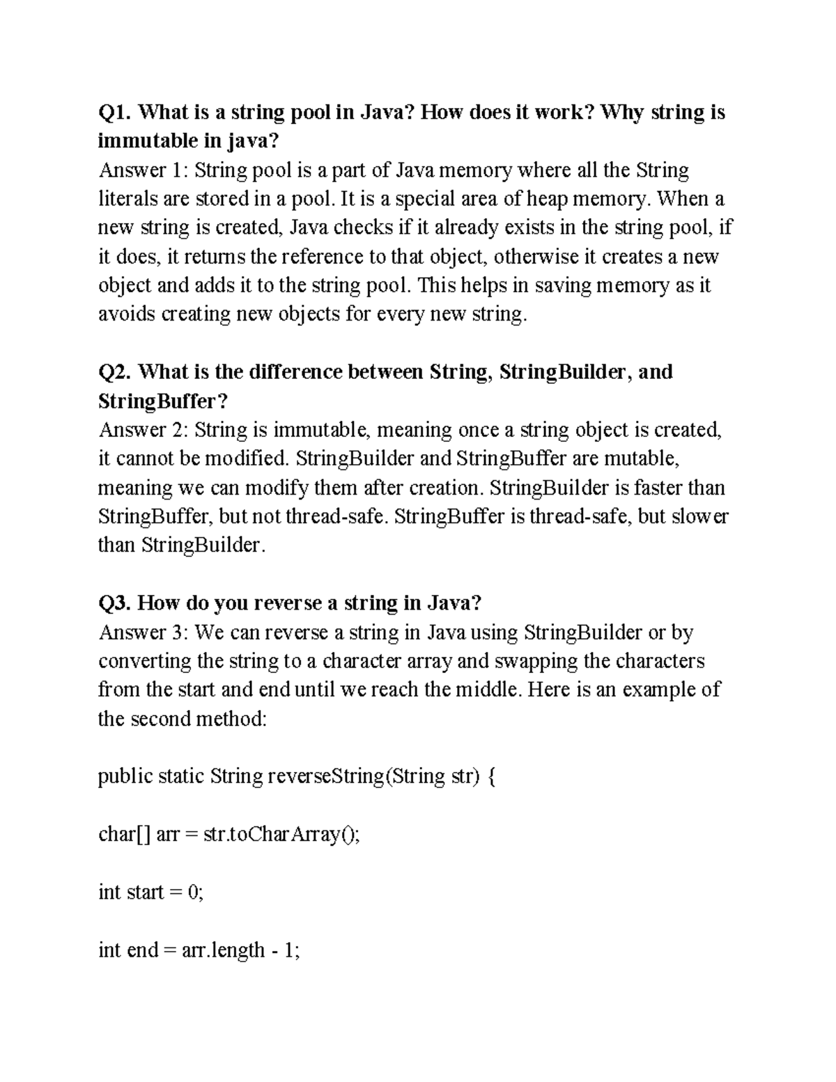 Strings in java - yes - Q1. What is a string pool in Java? How does it ...