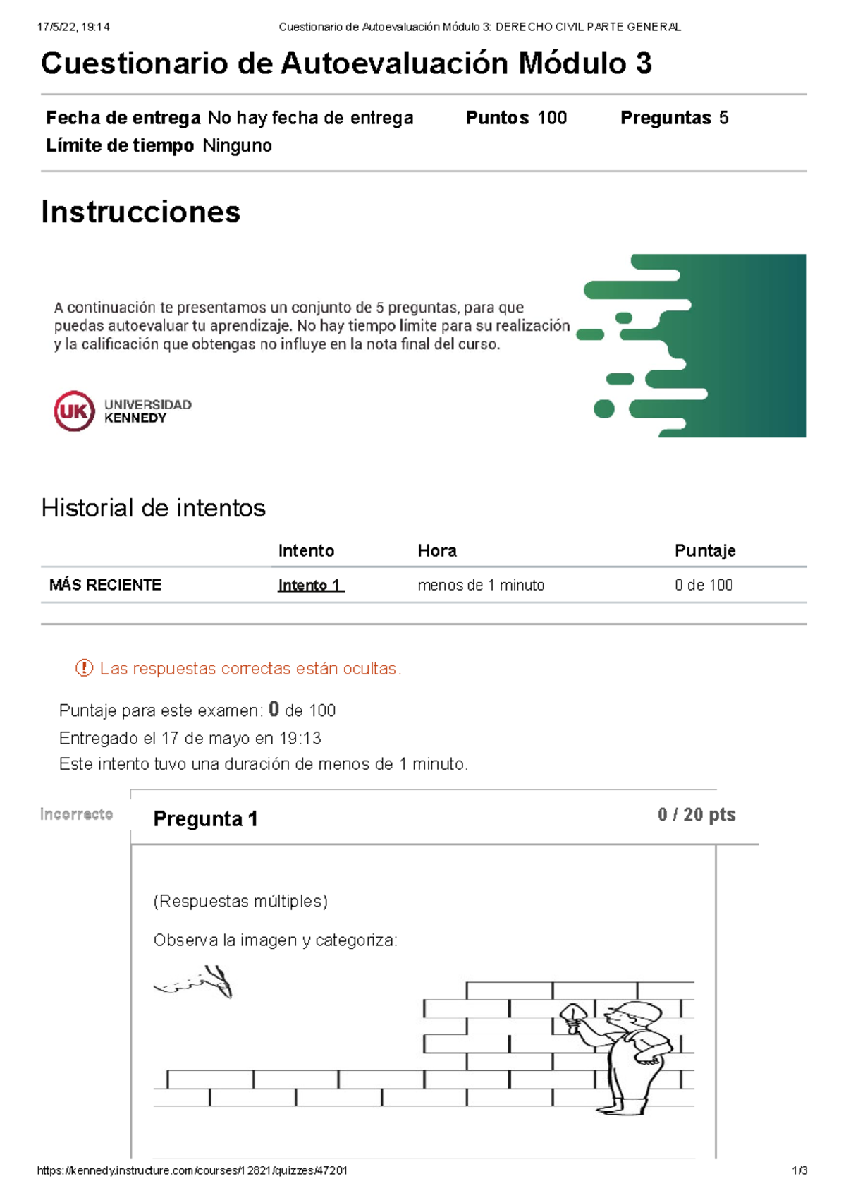 Cuestionario De Autoevaluación Módulo 3 Derecho Civil Parte General ...