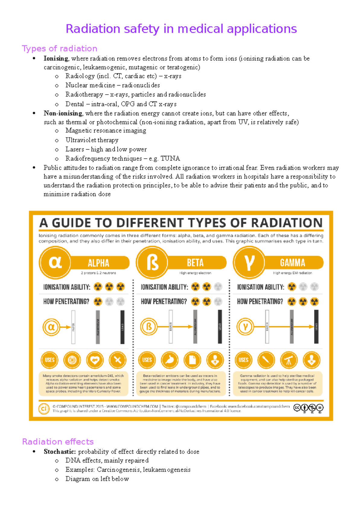 Radiation safety in medical applications - CT, cardiac etc) – x-rays o ...