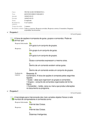 Questionário Unidade II – Tecnicas DE Informatica - Revisar Envio Do ...