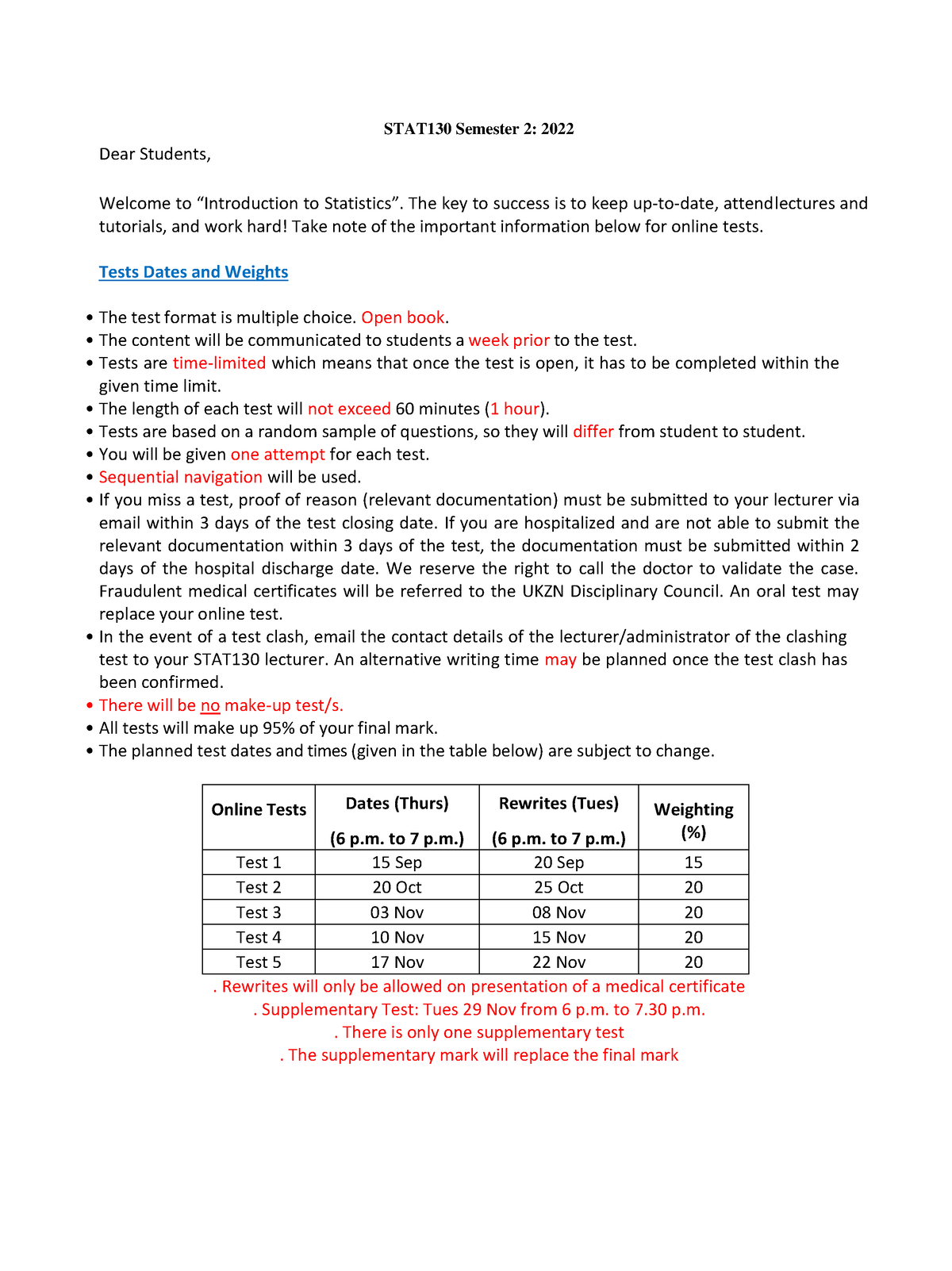 Course Guidelines - STAT130 Semester 2: 2022 Dear Students, Welcome To ...