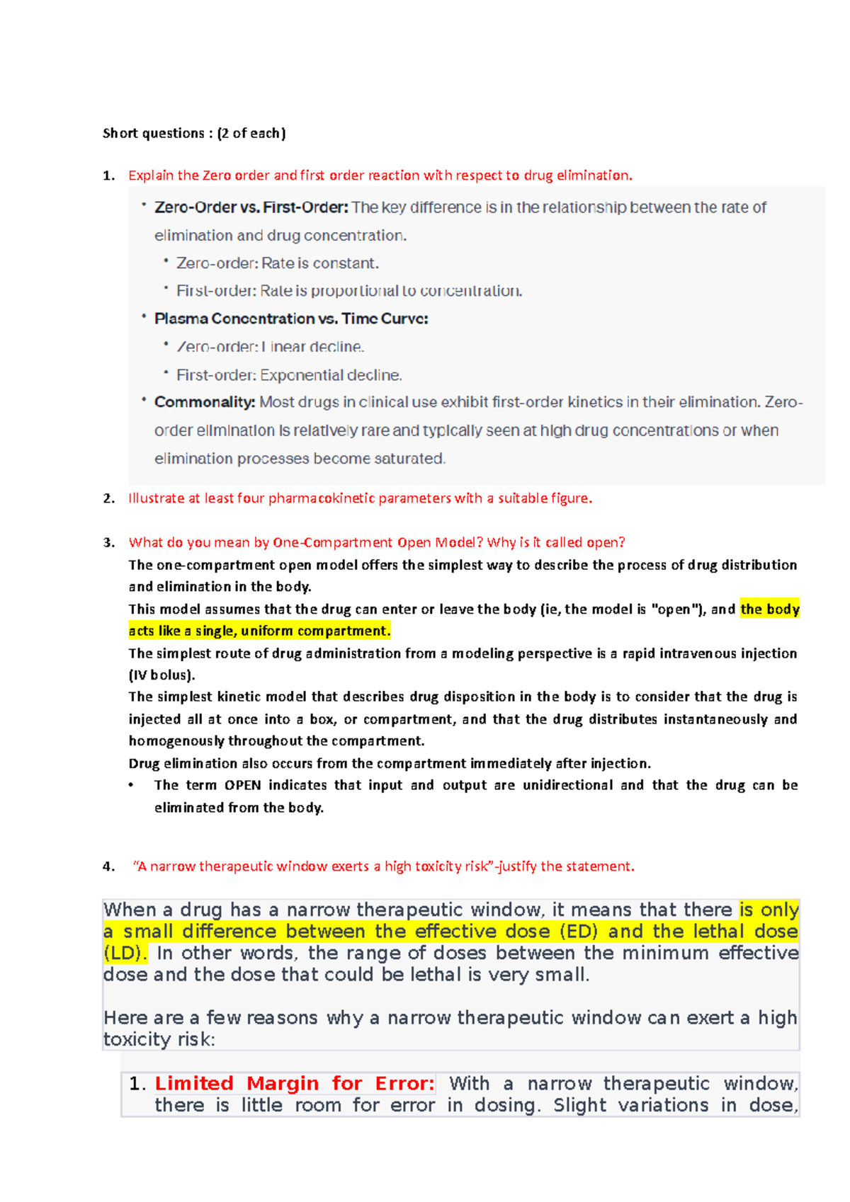 IUB Mid409Au23 S1 S2 Sample (2) - Short questions : (2 of each) 1 ...