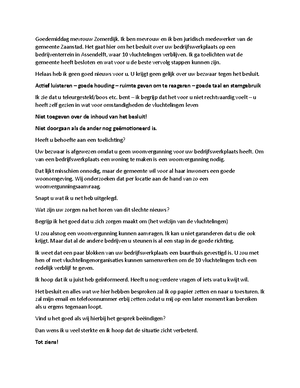 Toetscasus 3 Slechtnieuwsgesprek - Afwijzing Bijstandsuitkering ...