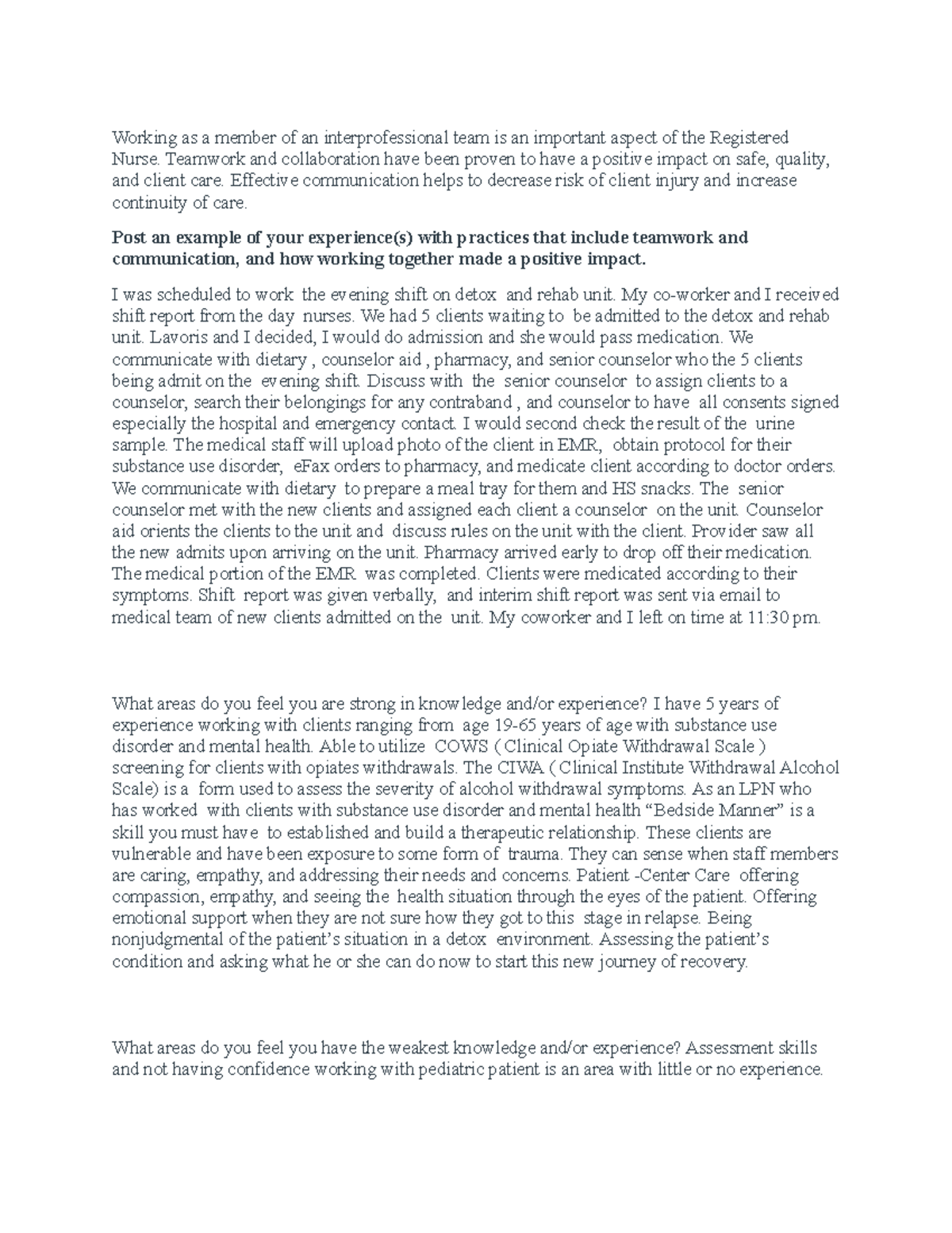 Capt Stone 2 homework - Post an example of your experience(s) with ...