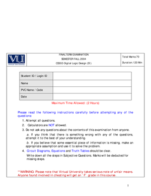 digital logic design (cs302) assignment # 01 fall 2022