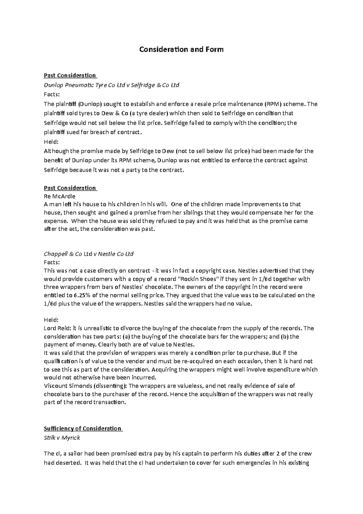 Law 106-Topic 6- Consideration and Form - Consideration and Form Past ...