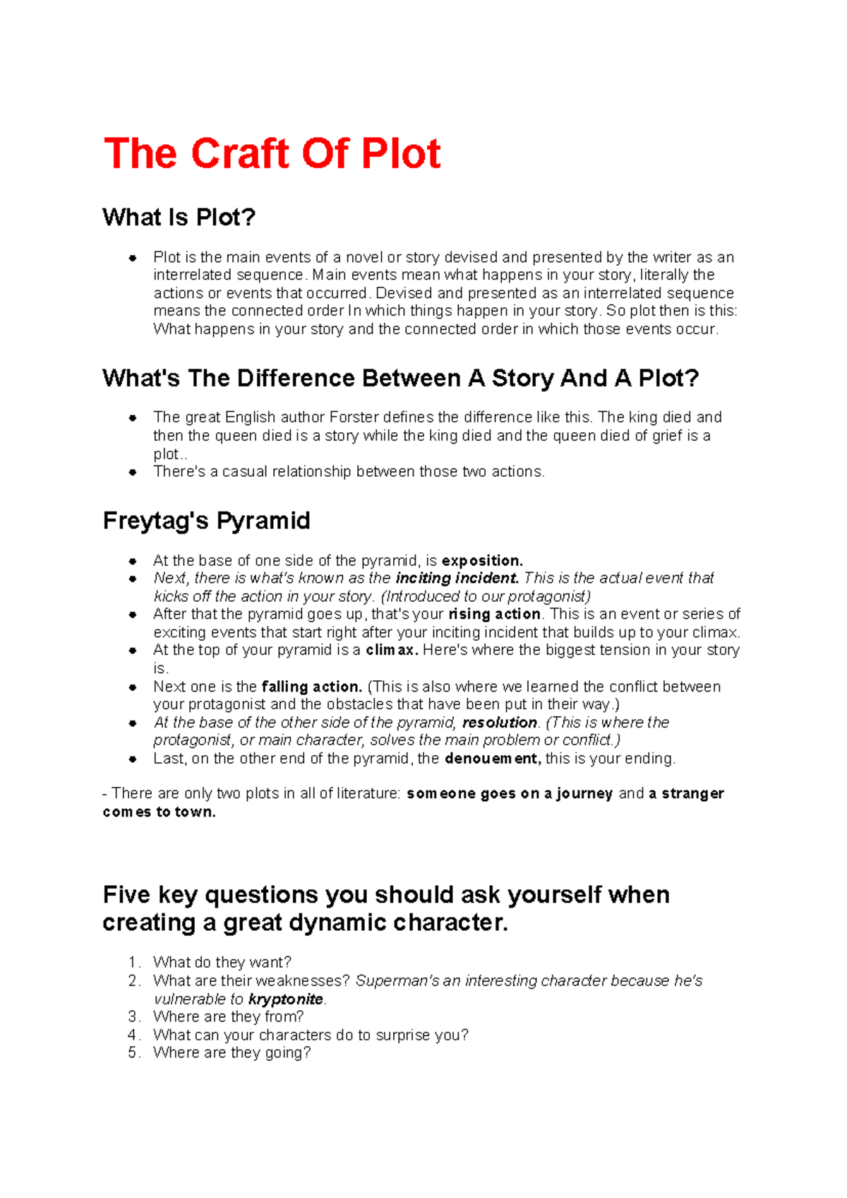 Ôn thi final CMC201c - The Craft Of Plot What Is Plot? Plot is the main ...