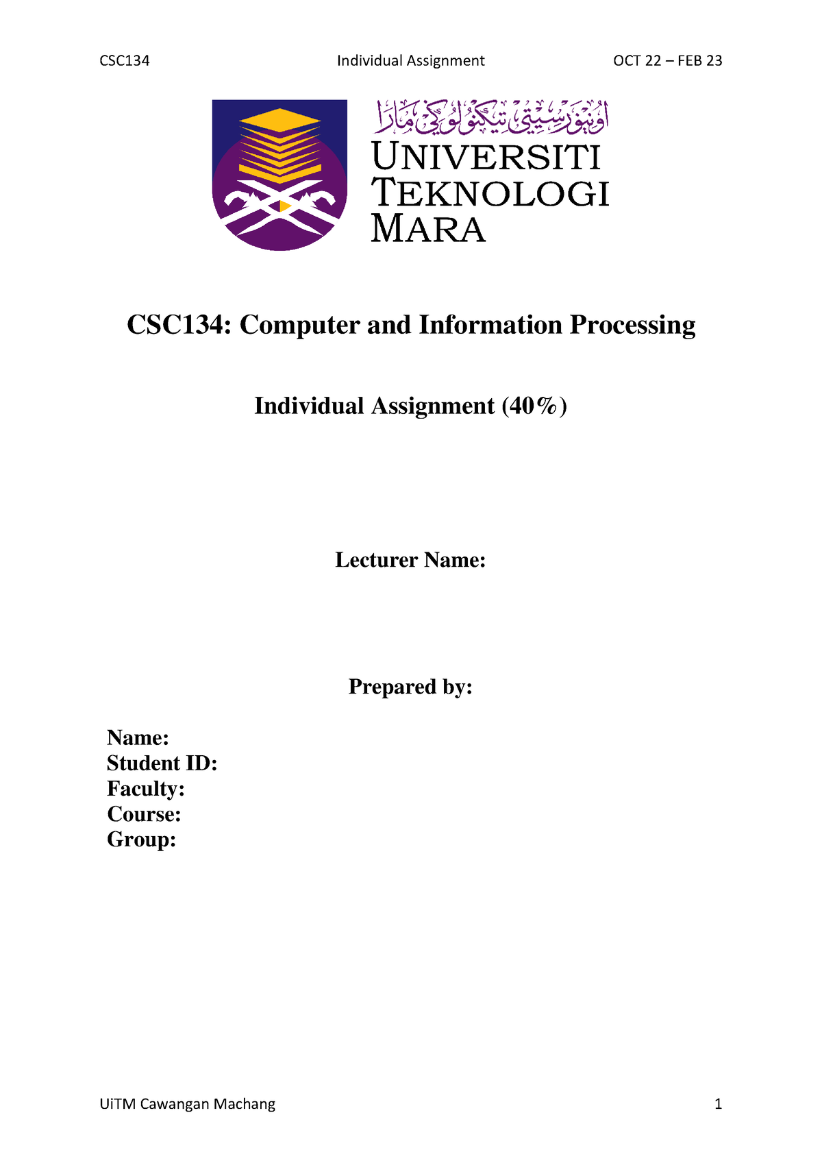 csc134 uitm individual assignment