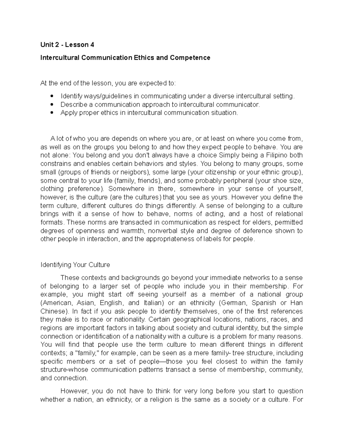 Intercultural Communication Ethics And Competence Describe A