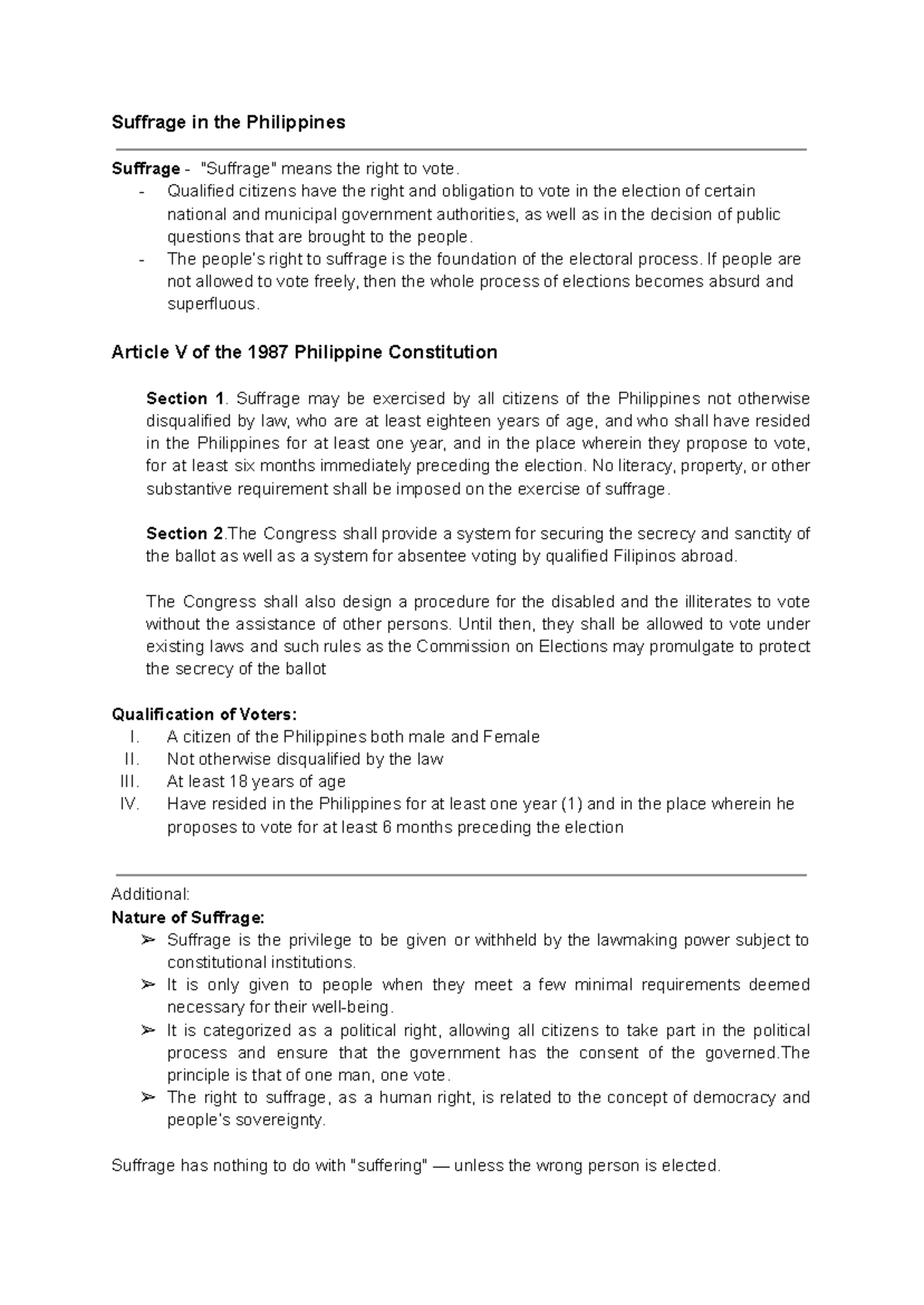 Suffrage in the Philippines - Suffrage in the Philippines Suffrage ...