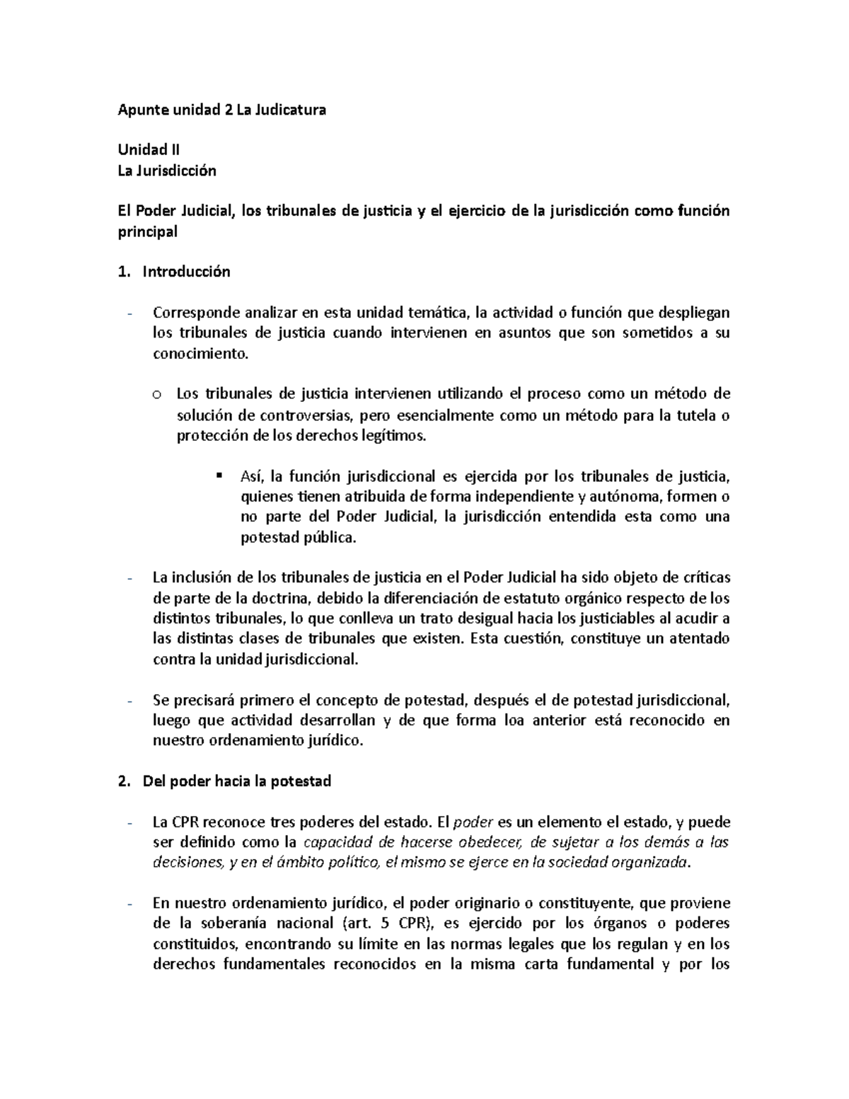Apunte unidad 2 La Judicatura - Apunte unidad 2 La Judicatura Unidad II ...