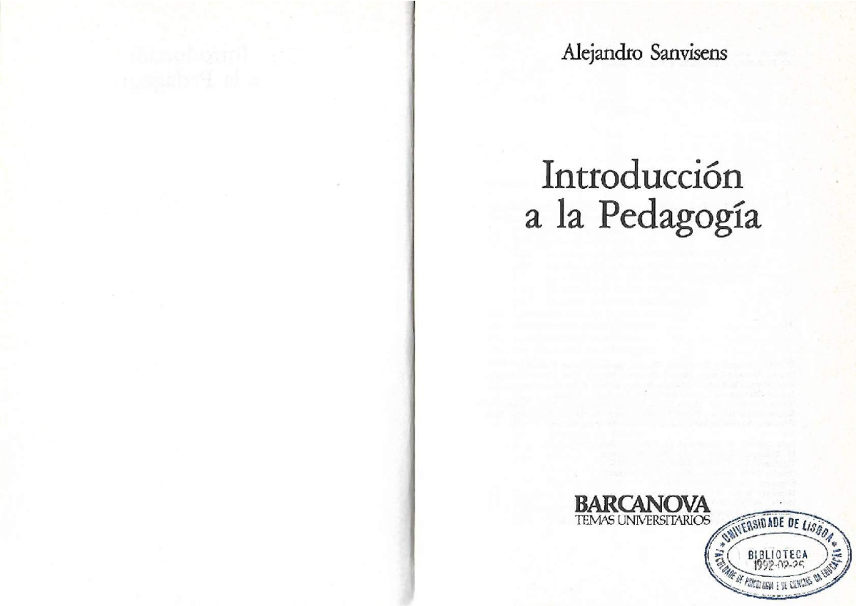 Educacion Pedagogia Y Ciencias De La Educacion Alejandro Sanvisens
