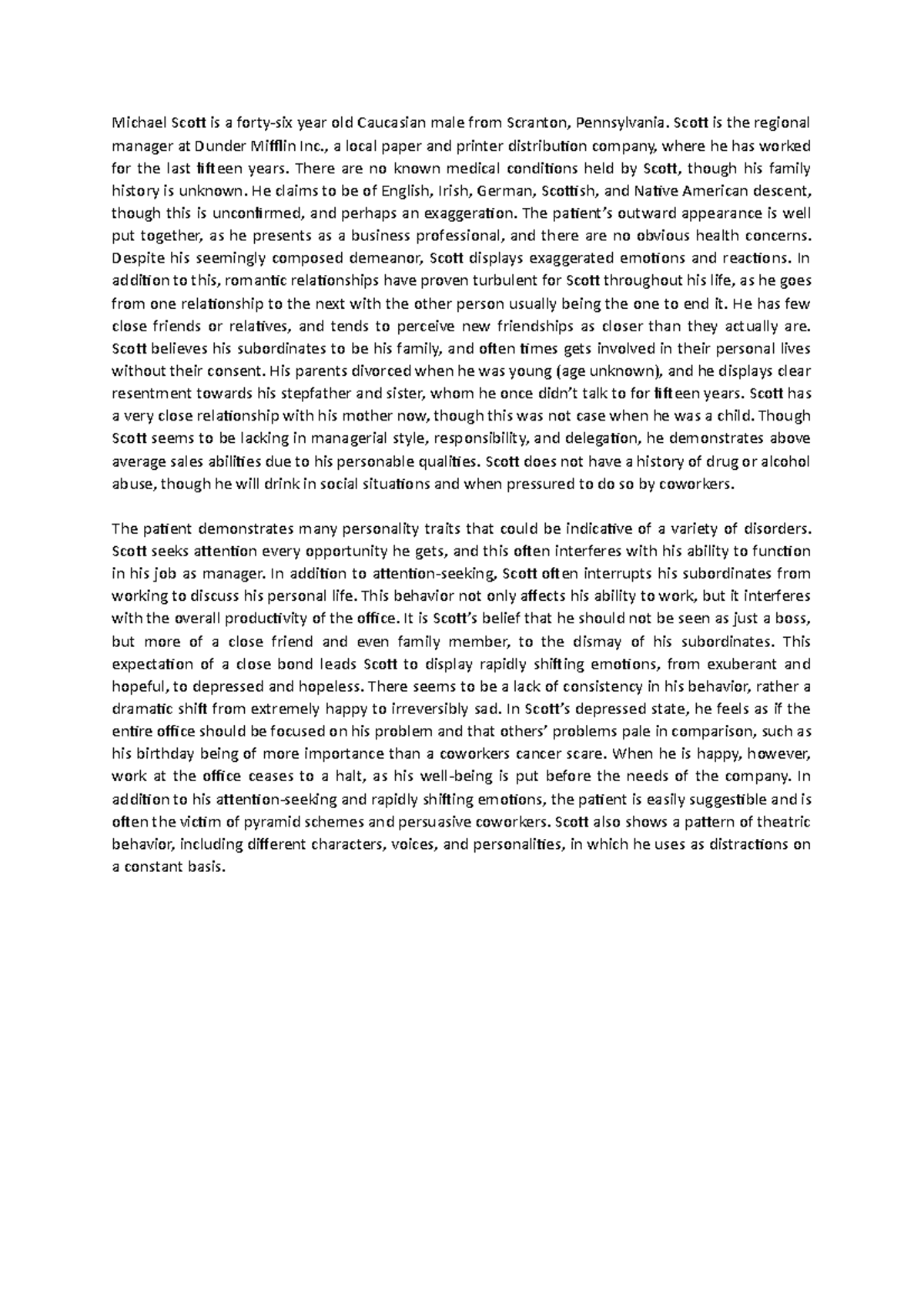 Sample/practice exam November 2019, questions - Michael Scott is a ...