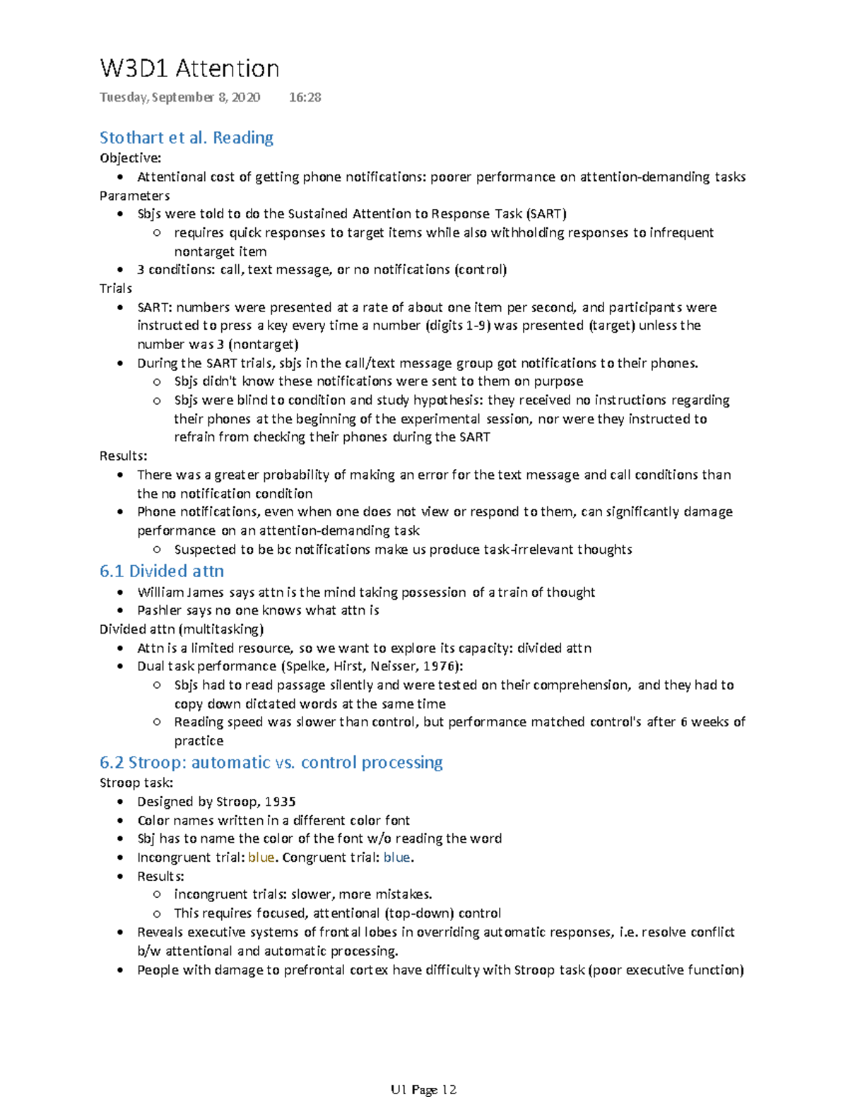 Week 3 Lecture 1 - Unit 1 notes, Zimmerman - Stothart et al. Reading ...