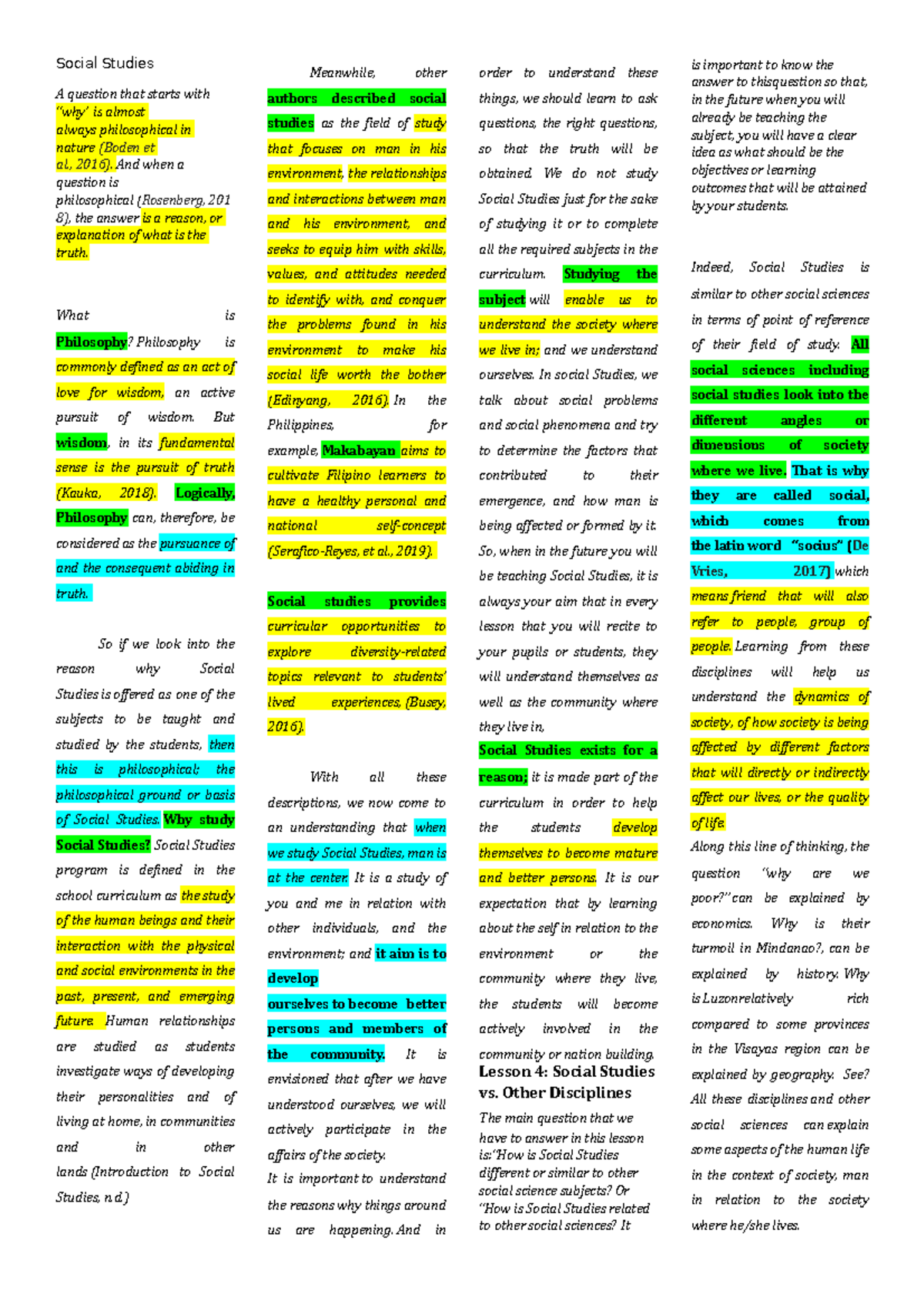 Foundation of Social Studies Social Studies A question that starts with “why” is almost always