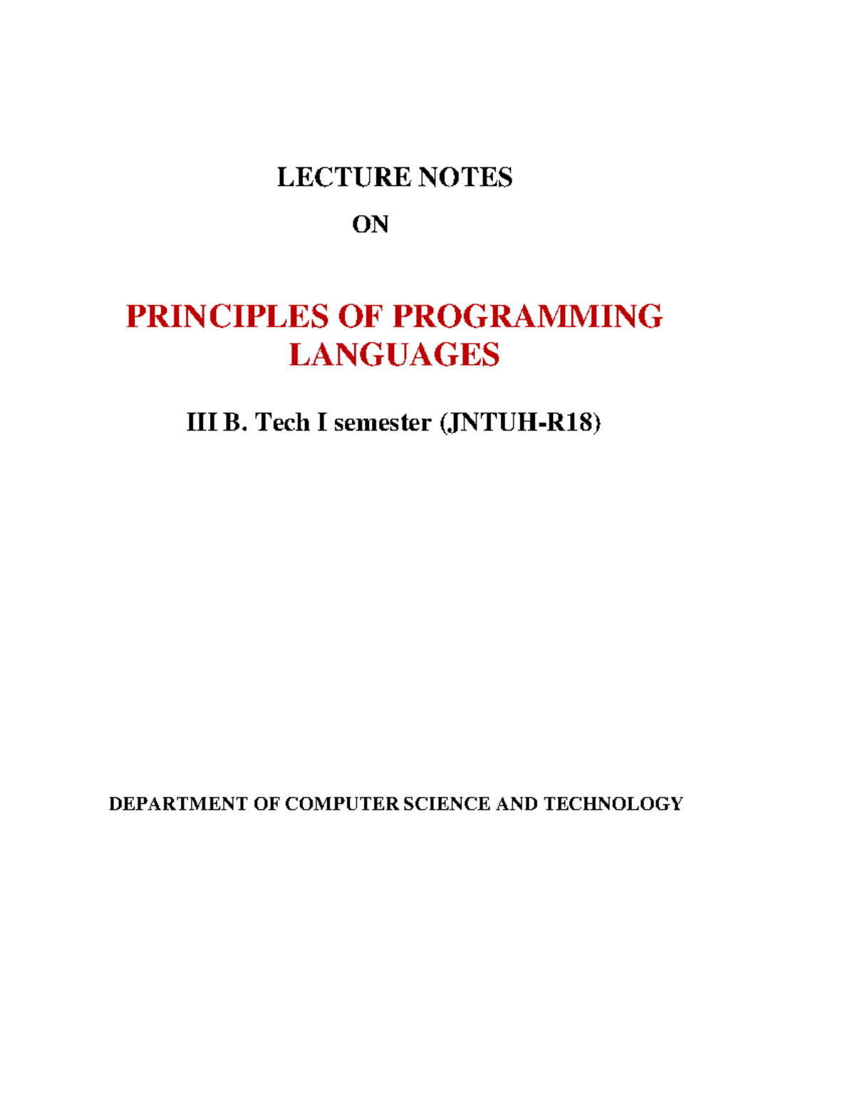 Principles Of Programming Languages (1) Unit-1 - LECTURE NOTES ON ...