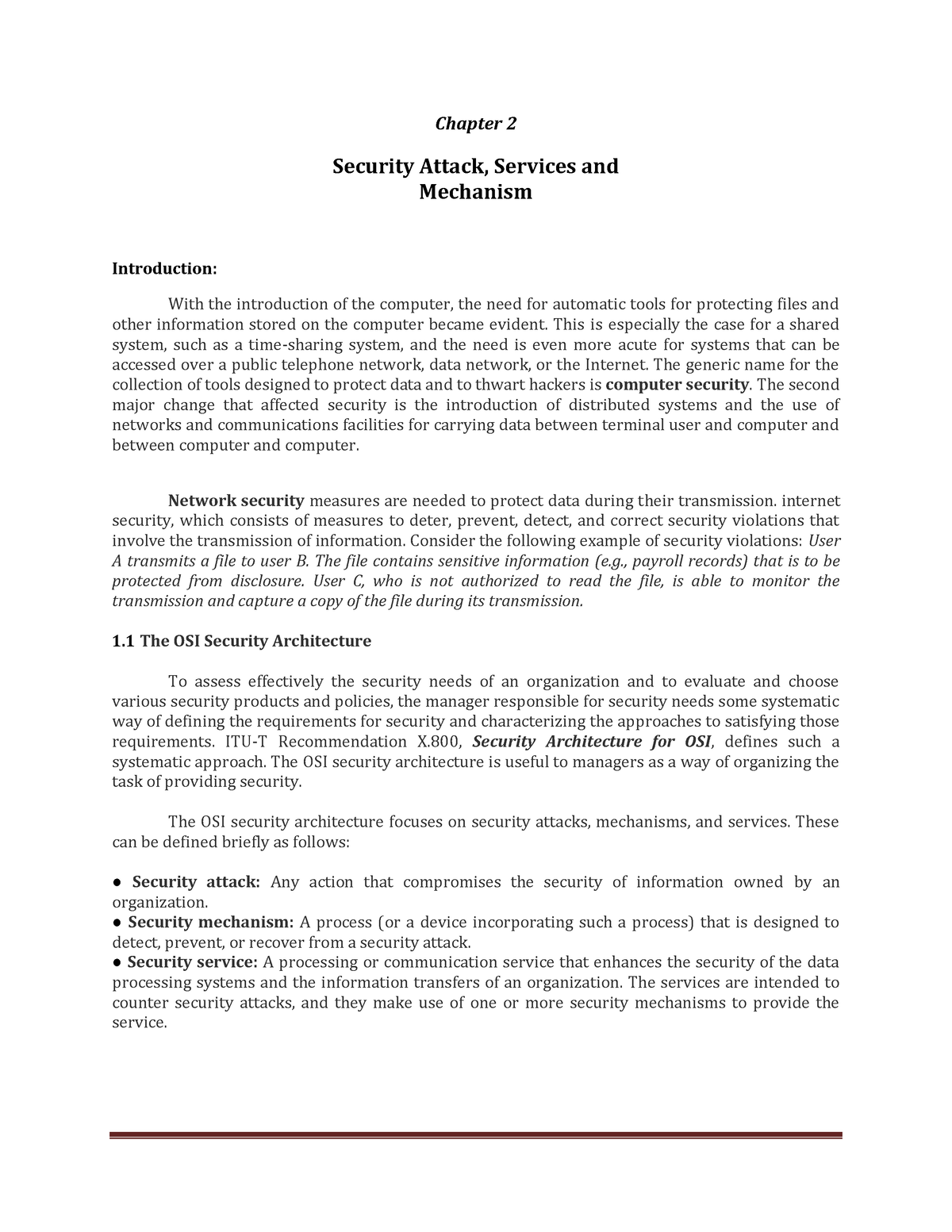 Chapter-2 - Chapter 2 Security Attack, Services And Mechanism ...