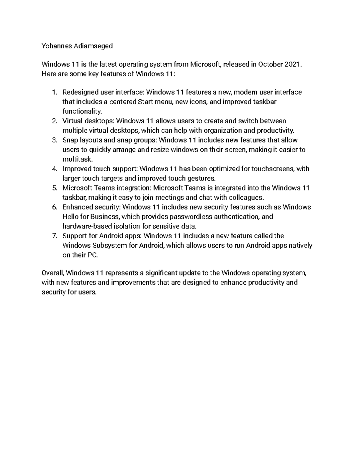 Operating Systems - Yohannes Adiamseged Windows 11 is the latest ...