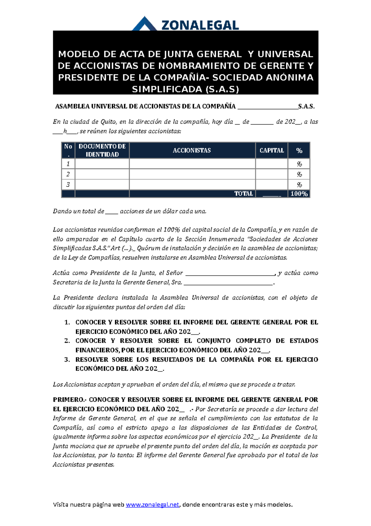 Modelo De Acta De Asamblea Reverasite/modelo De Acta De Junta General ...