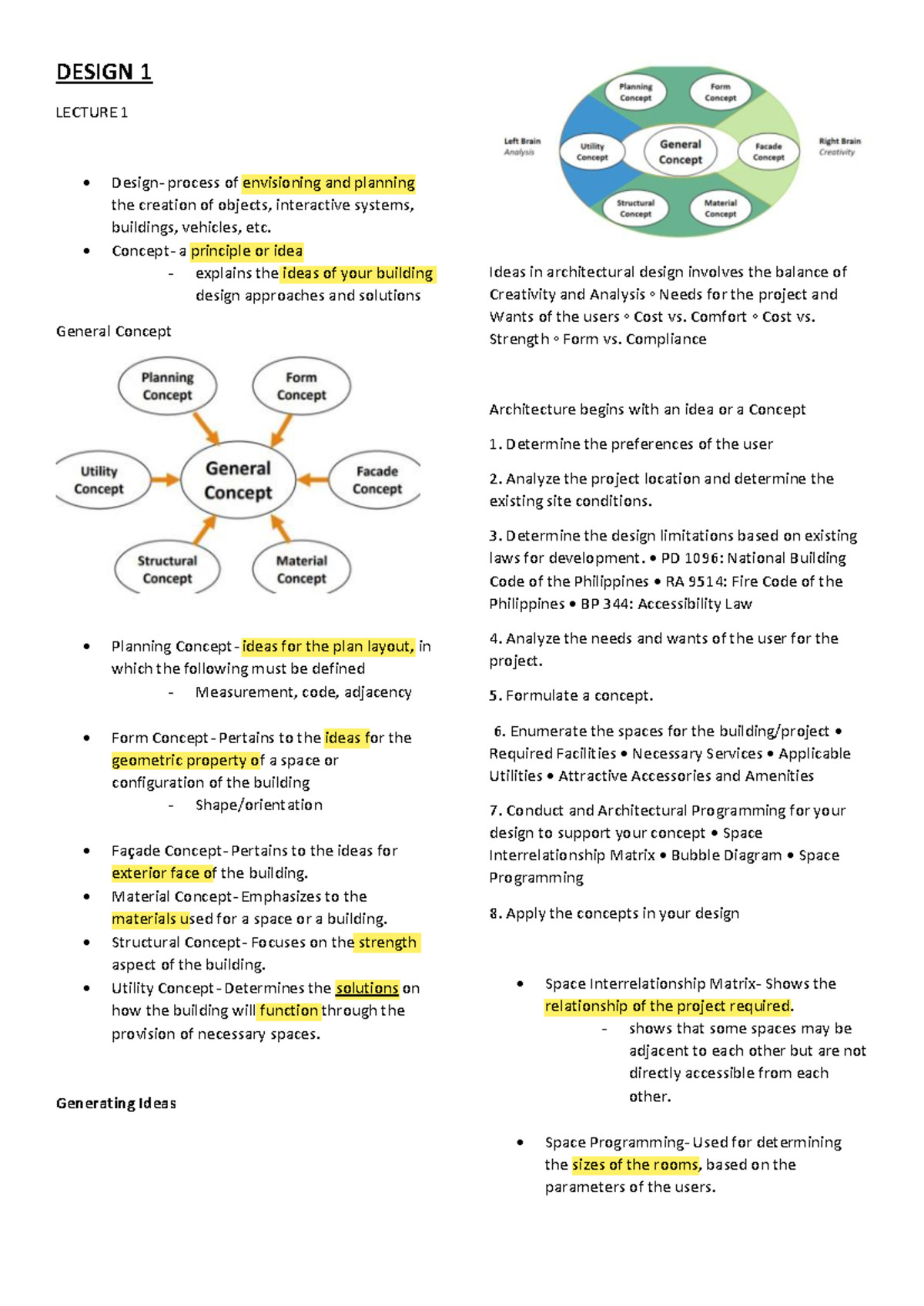 ADPROPER-SUMMARIZED - DESIGN 1 LECTURE 1 Design- process of envisioning ...