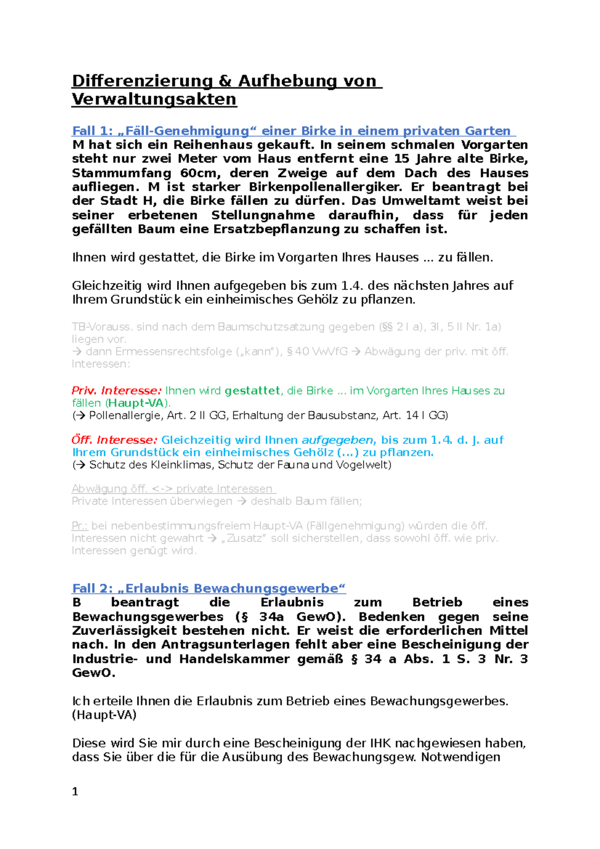 Fälle Zu Nebenbestimmungen - Differenzierung & Aufhebung Von ...