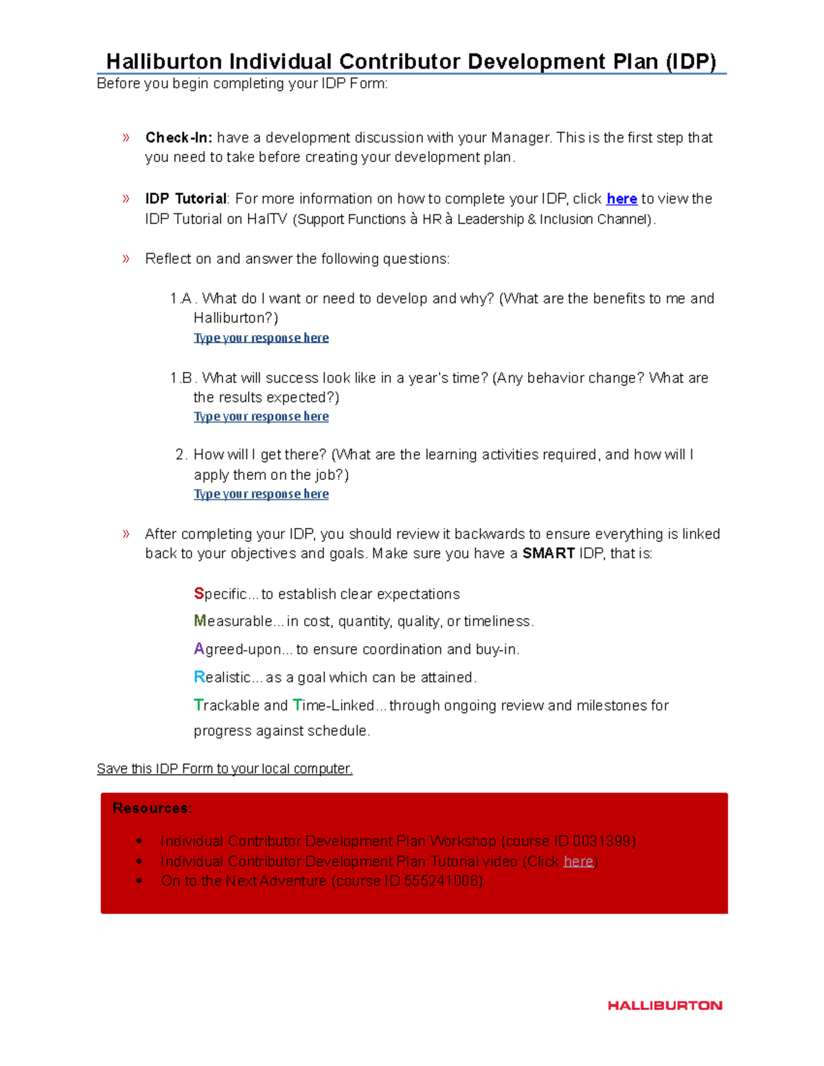 Individual Contributor Development Plan - Before you begin completing ...