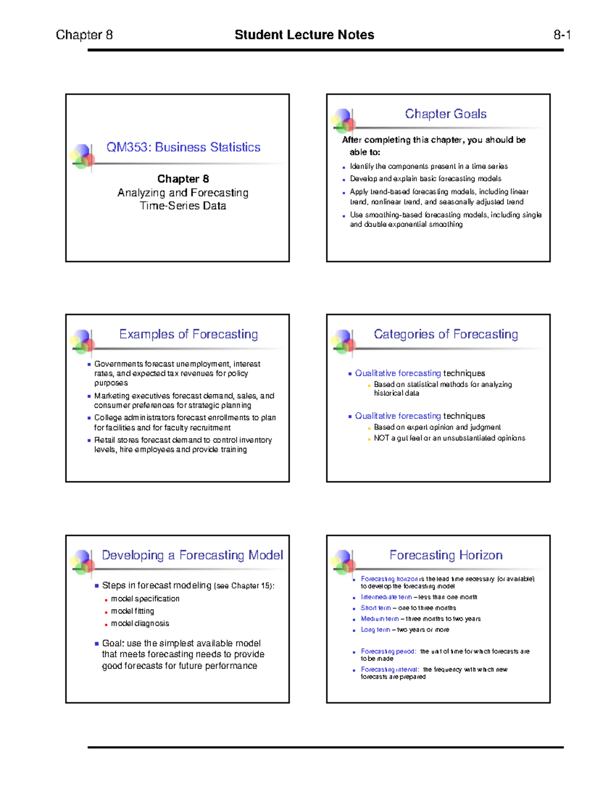 Qm353 ch08-students - QM 353 NOTES - QM353: Business Statistics Chapter ...