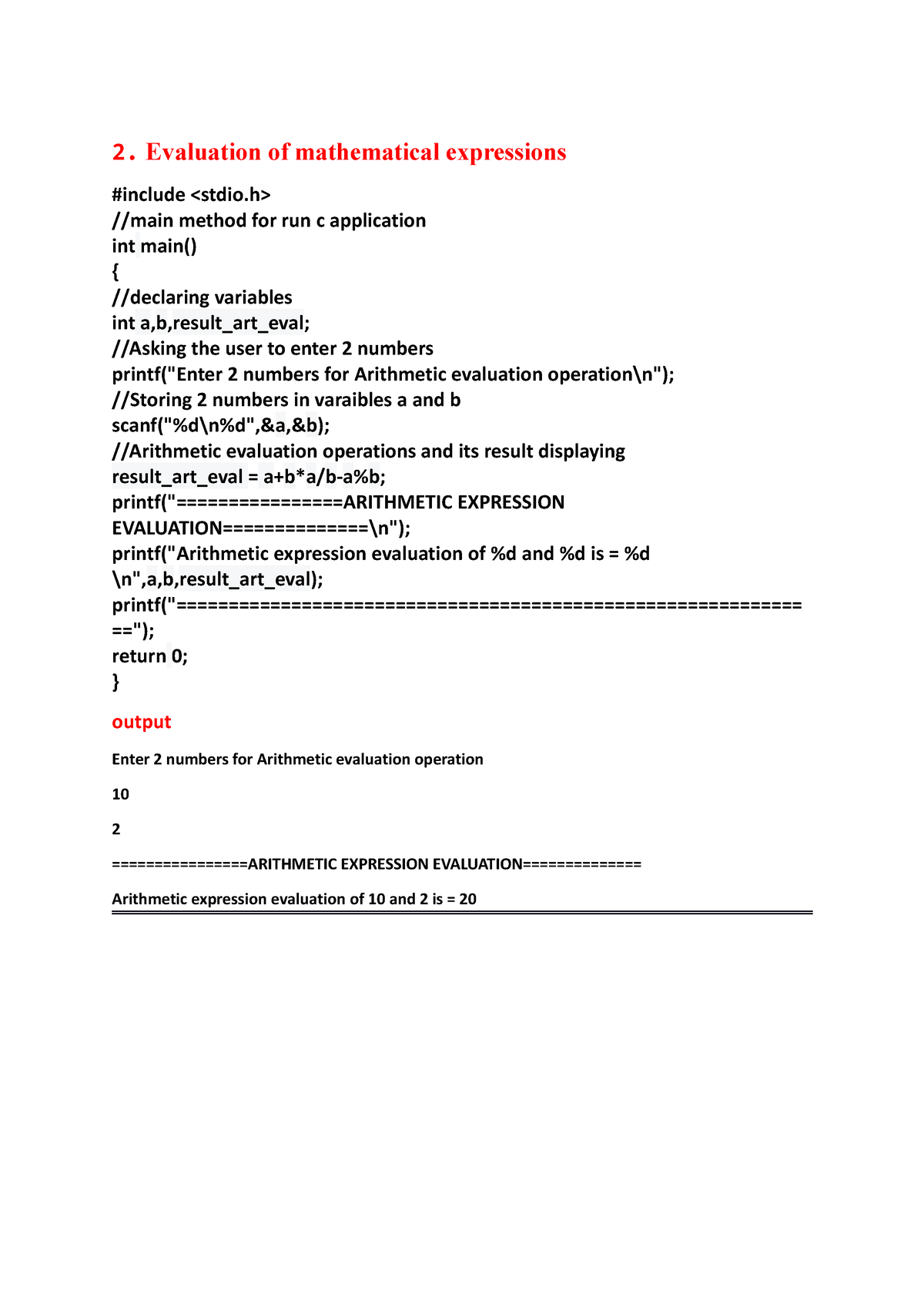 C Lab Programs - 2. Evaluation Of Mathematical Expressions #include 