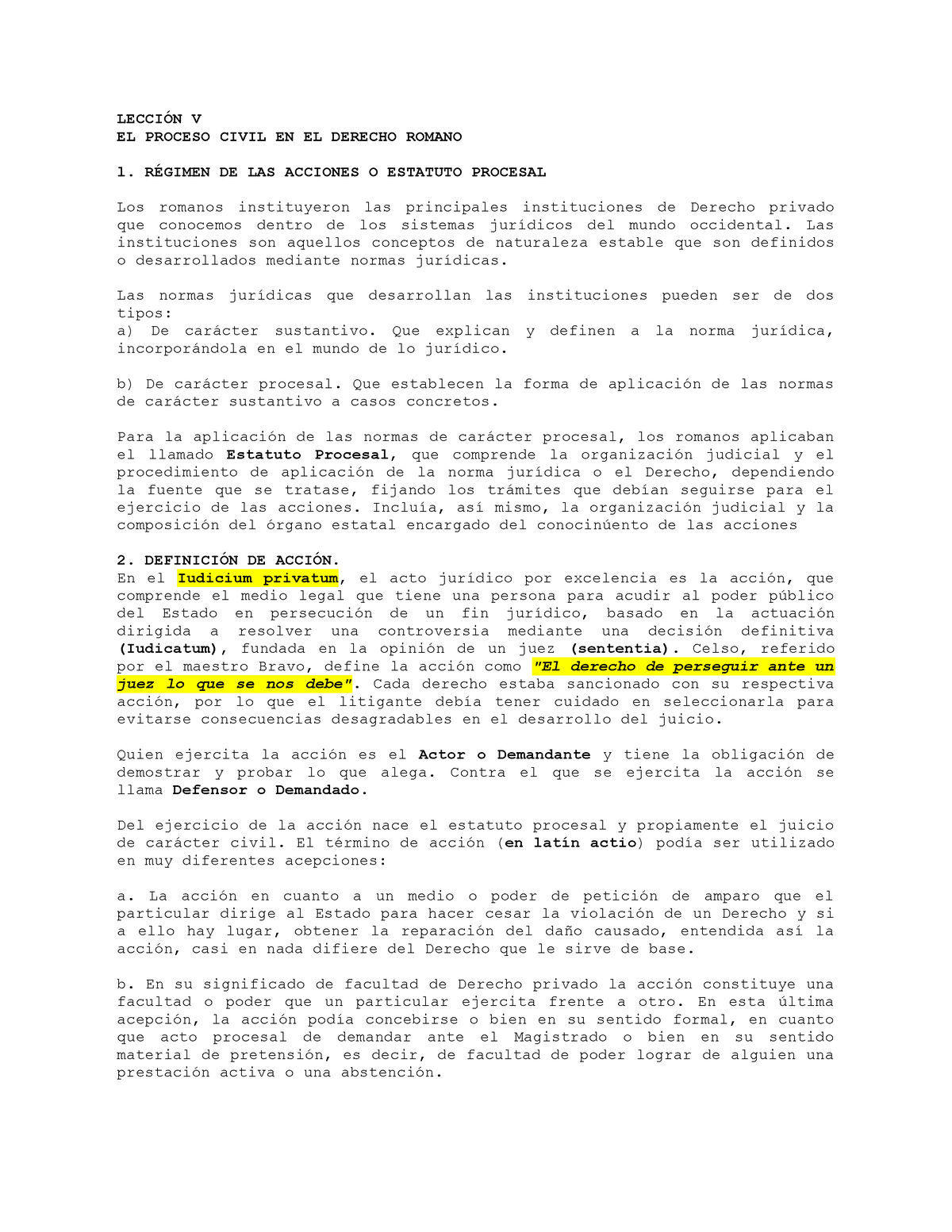 Páginas Derecho Romano 2do Parcial Lectura - LECCIÓN V EL PROCESO CIVIL ...