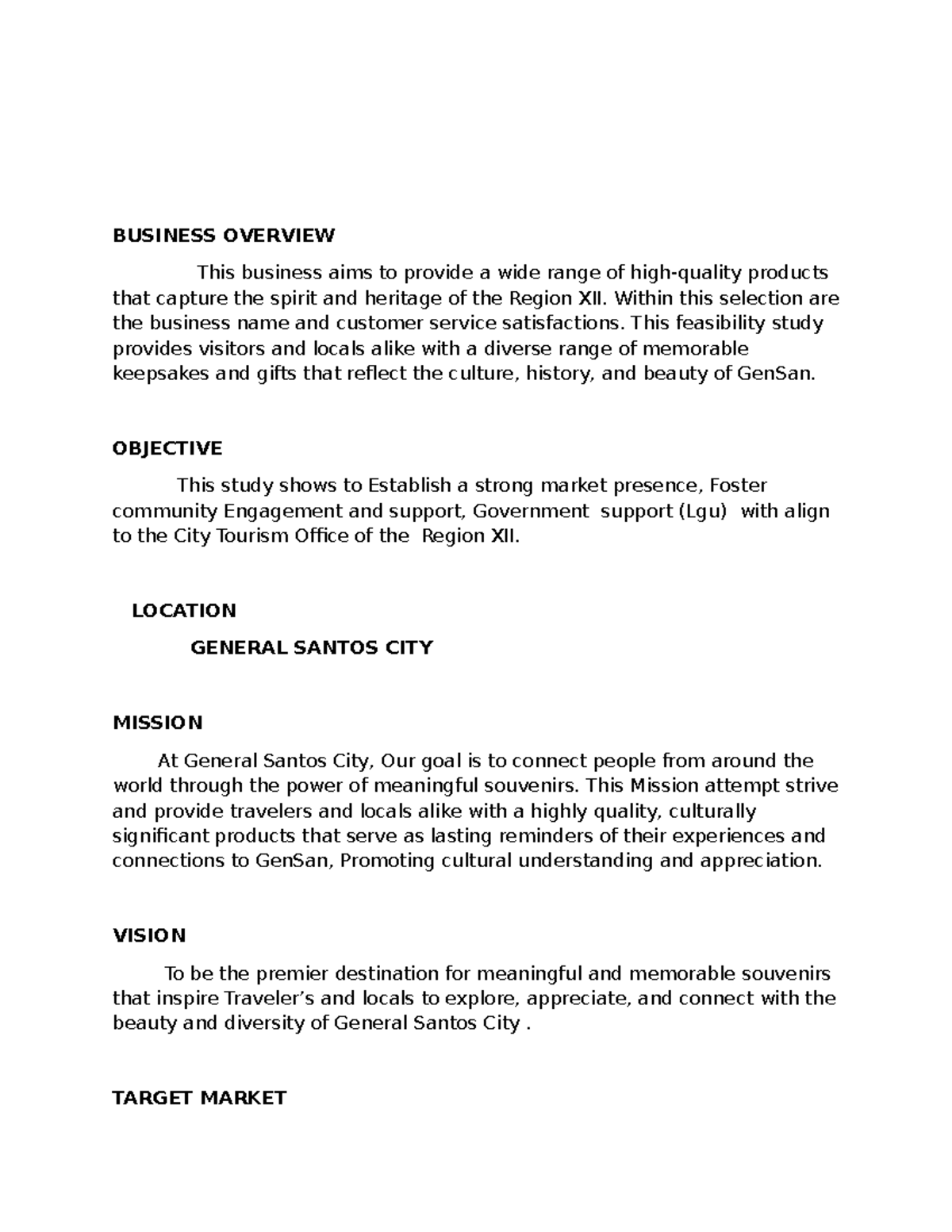 Business Proposal FS 1 Group 3 - BUSINESS OVERVIEW This business aims ...