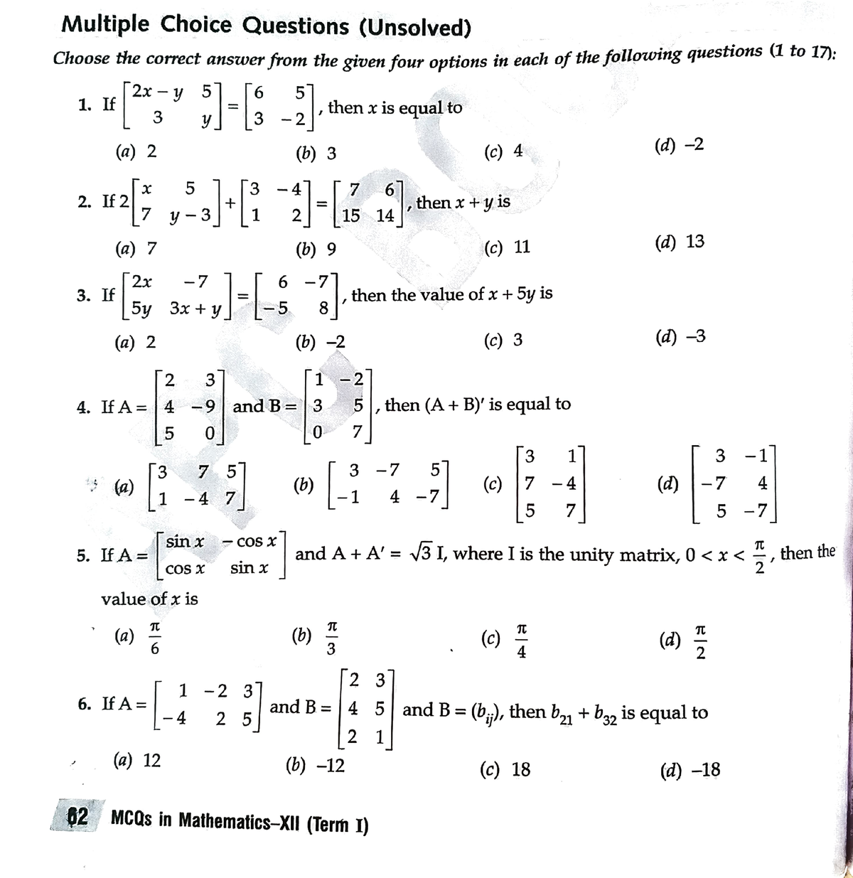 matrices assignment