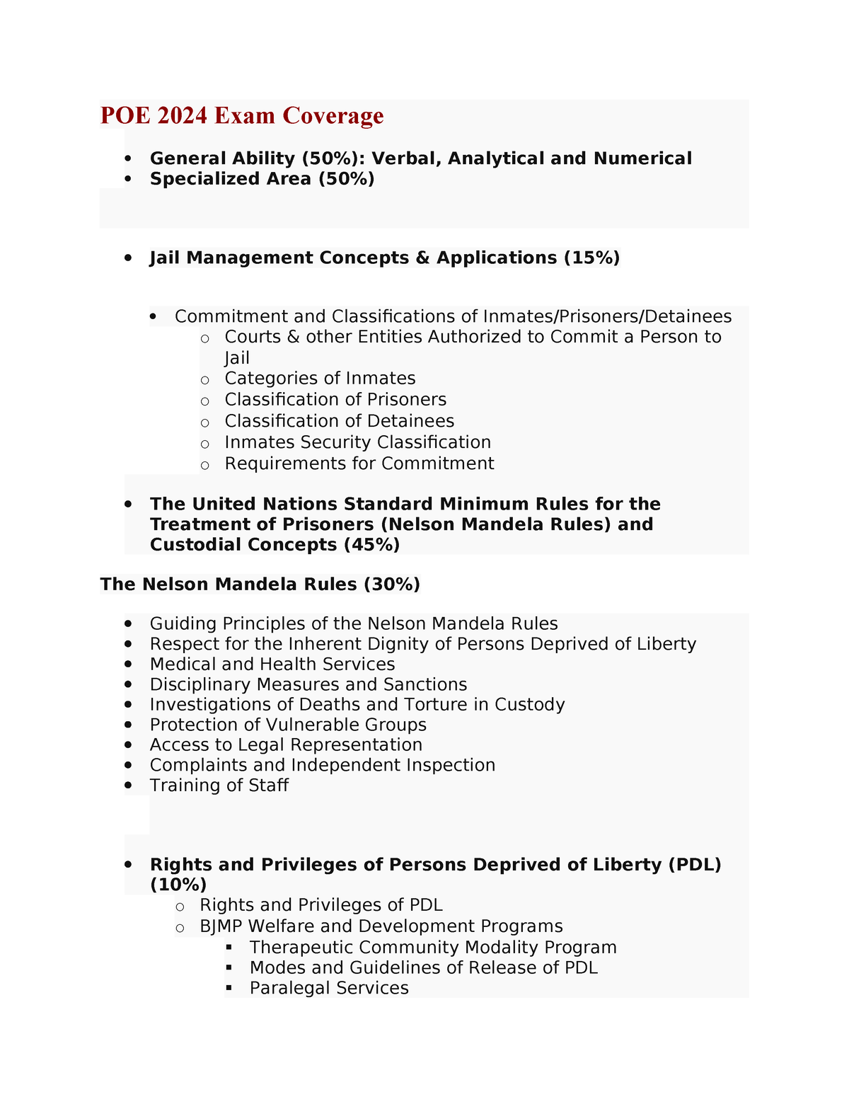 POE REVIEWER POE 2024 Exam Coverage General Ability (50) Verbal