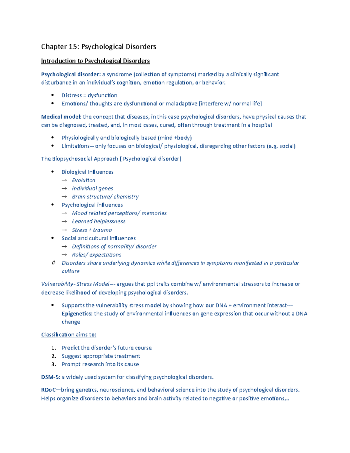 Chapter 15 And 16 - Chapter 15: Psychological Disorders Introduction To ...