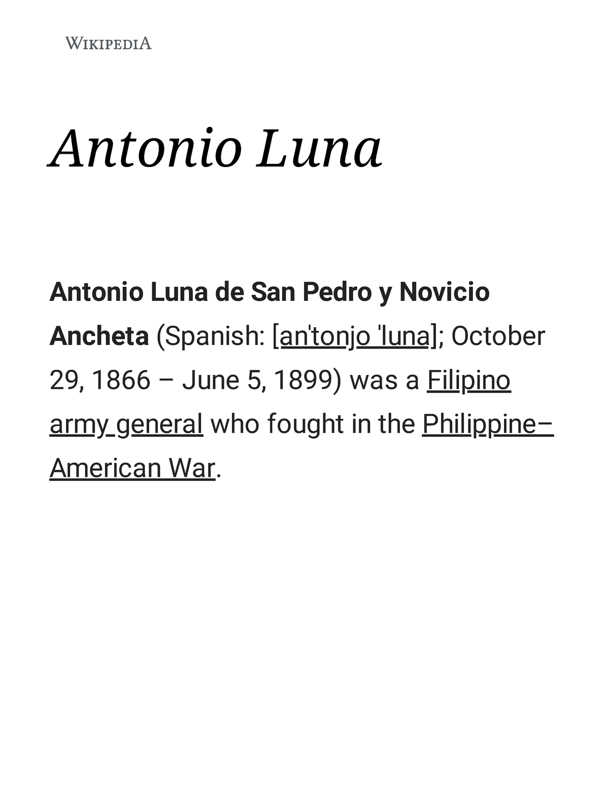 Anthony Moon halll - Antonio Luna Antonio Luna de San Pedro y Novicio ...