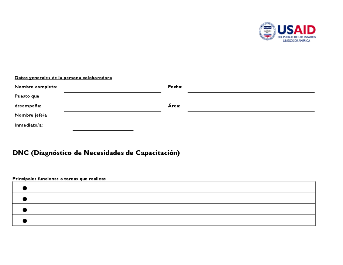 DNC-Formato - Detección de necesidades de capacitación - Datos