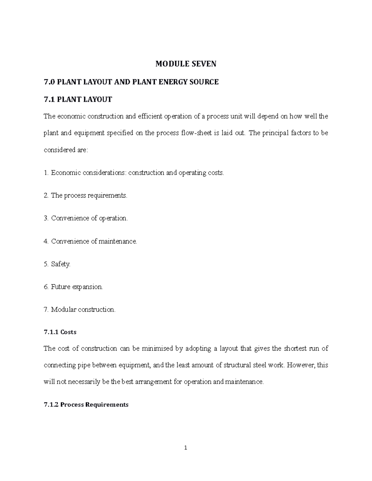 Module Seven - MODULE SEVEN 7 PLANT LAYOUT AND PLANT ENERGY SOURCE 7 ...