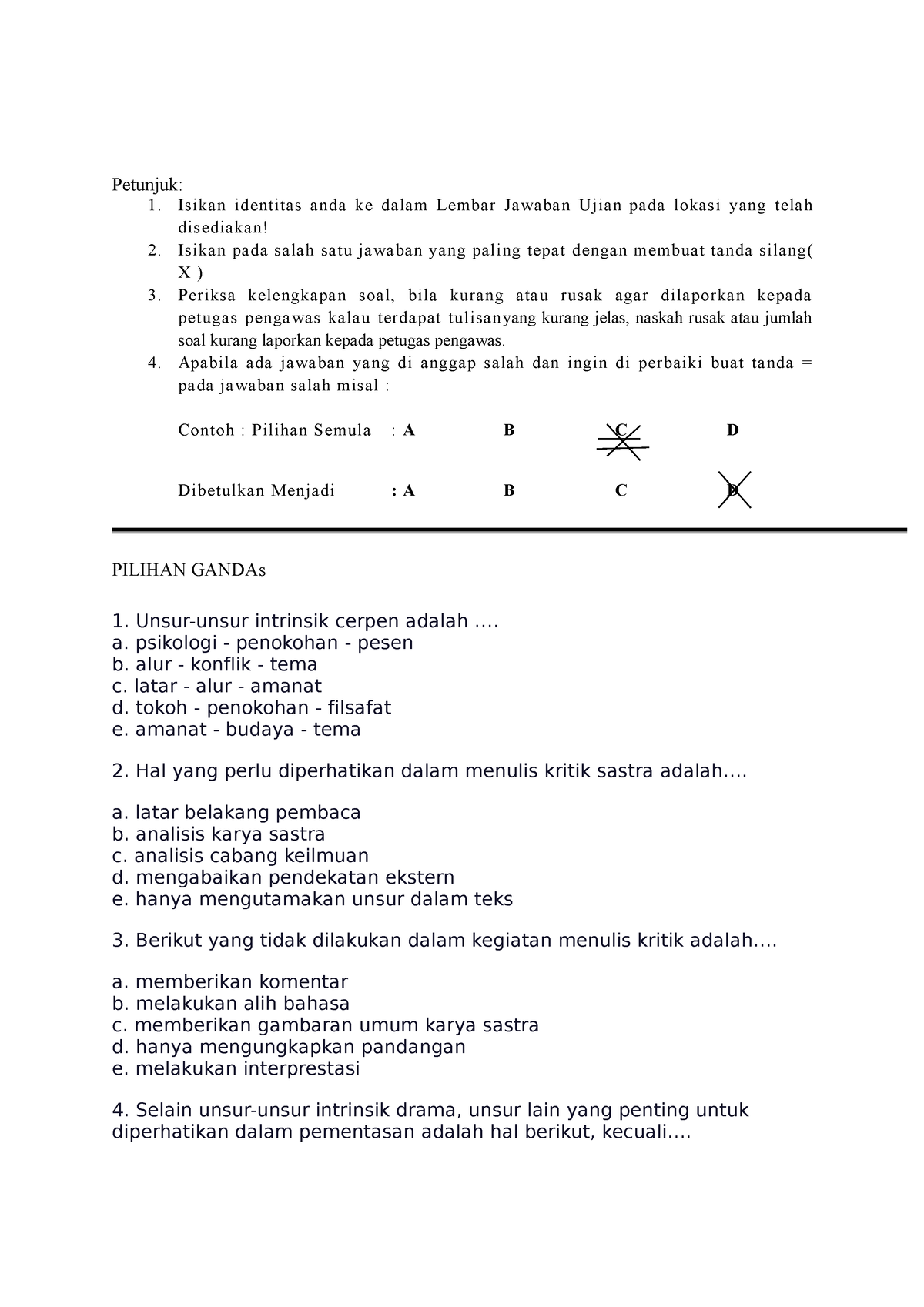 Soal PG BI 2023 - Gghhhhh - Petunjuk: 1. Isikan Identitas Anda Ke Dalam ...