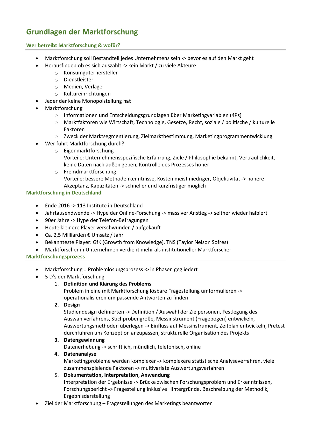 Zusammenfassung Marktforschung - Grundlagen Der Marktforschung Wer ...