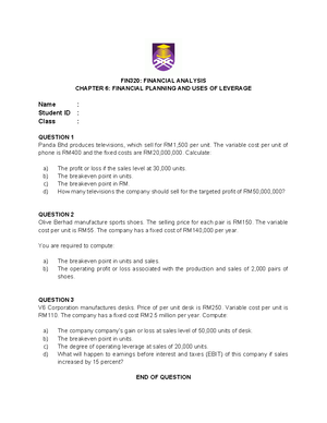 Task Chapter 2 - ... - FIN333: FUNDAMENTAL OF PERSONAL FINANCIAL ...