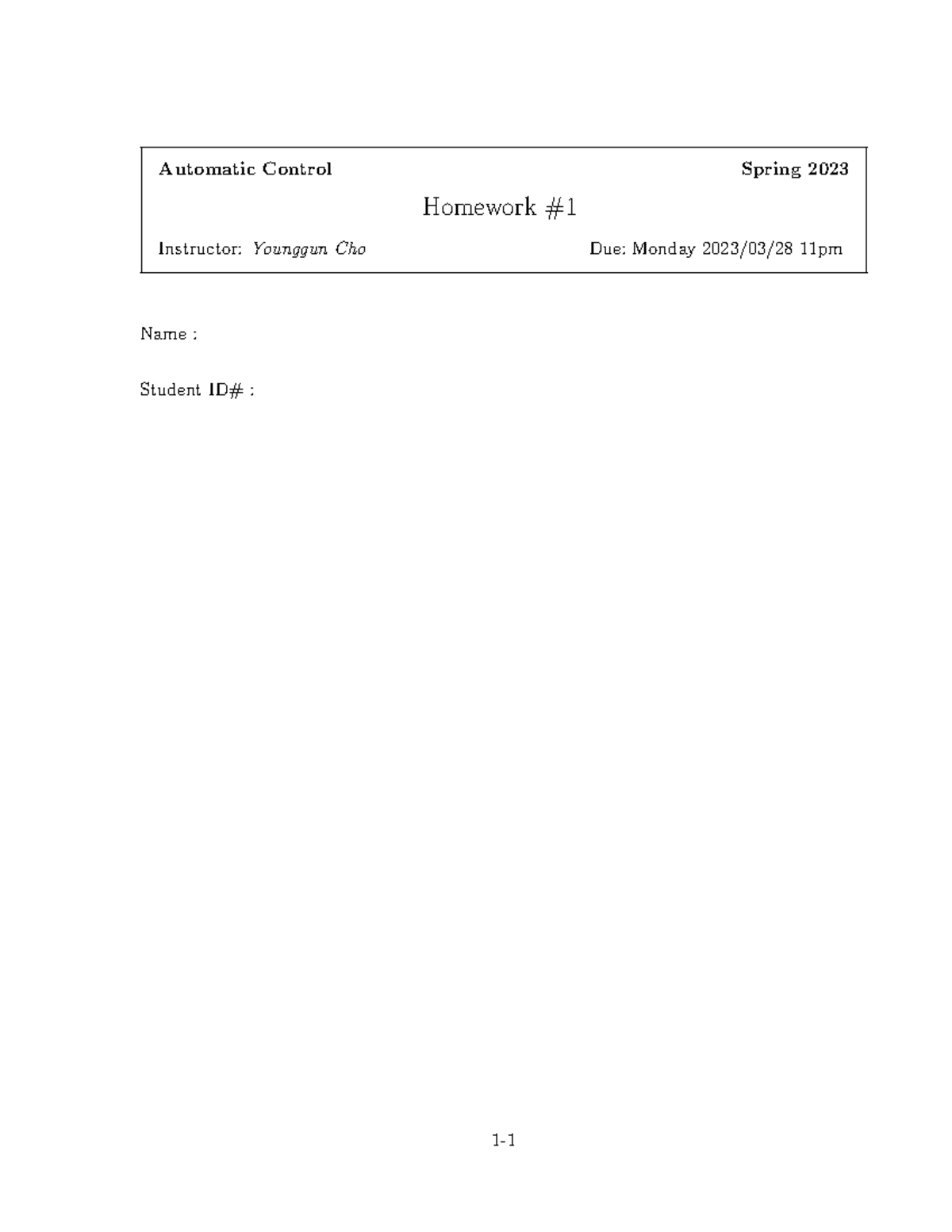 Solution for assignment 1 - Automatic Control Spring 2023 Homework ...