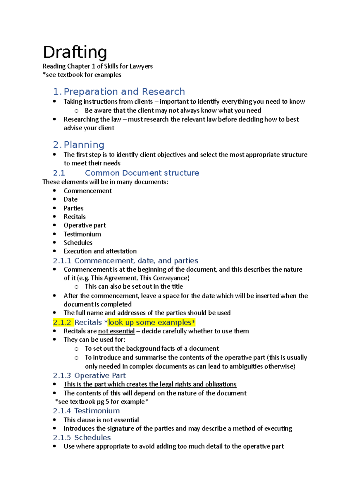 Drafting notes from textbook Drafting Reading Chapter 1 of Skills for