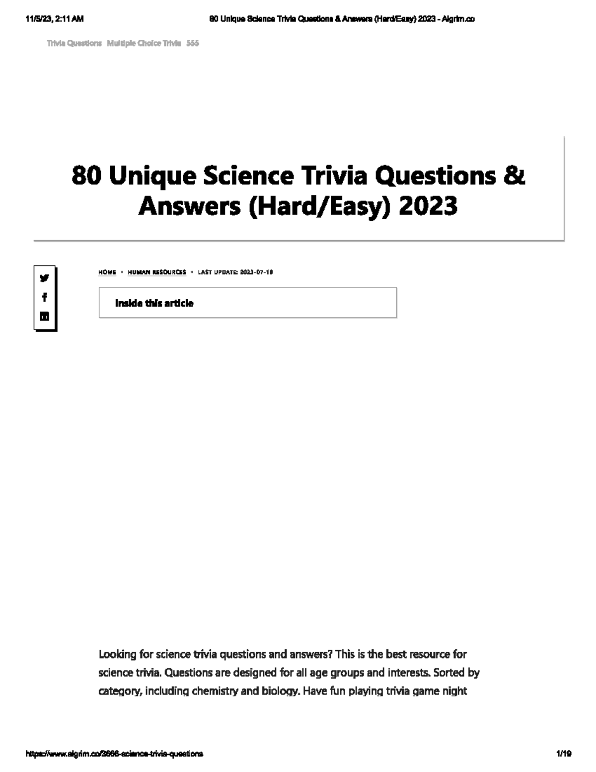 Science triva - trivias - 2:11 AM 80 Unique Science Trivia Questions ...
